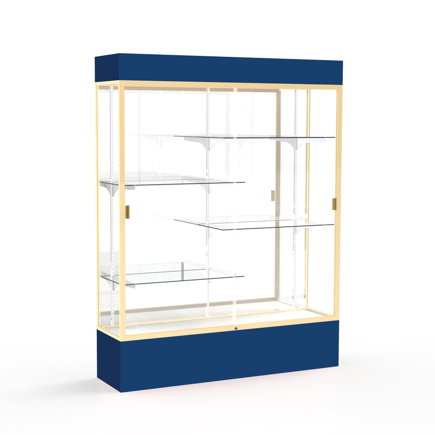 Ghent Spirit Floor Display Case Lighted, Aluminum Frame, 80"H x 60"W x 16"D - Waddell Display Collection (GHE - 3175XX - XX - XX) - SchoolOutlet