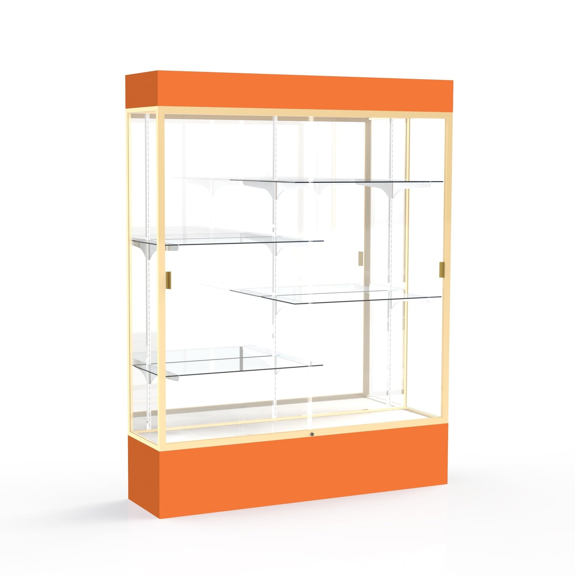 Ghent Spirit Floor Display Case Lighted, Aluminum Frame, 80"H x 60"W x 16"D - Waddell Display Collection (GHE - 3175XX - XX - XX) - SchoolOutlet