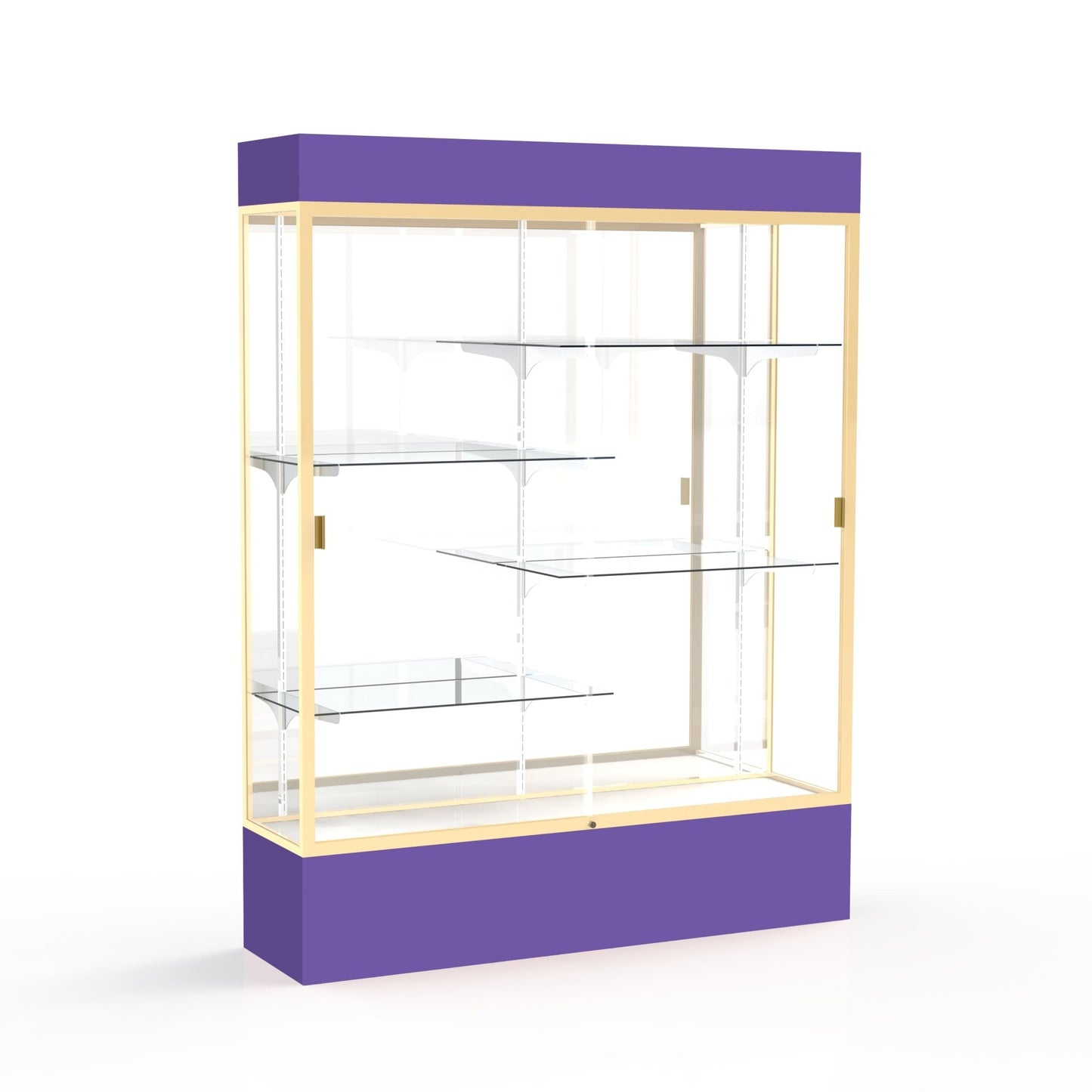 Ghent Spirit Floor Display Case Lighted, Aluminum Frame, 80"H x 60"W x 16"D - Waddell Display Collection (GHE - 3175XX - XX - XX) - SchoolOutlet