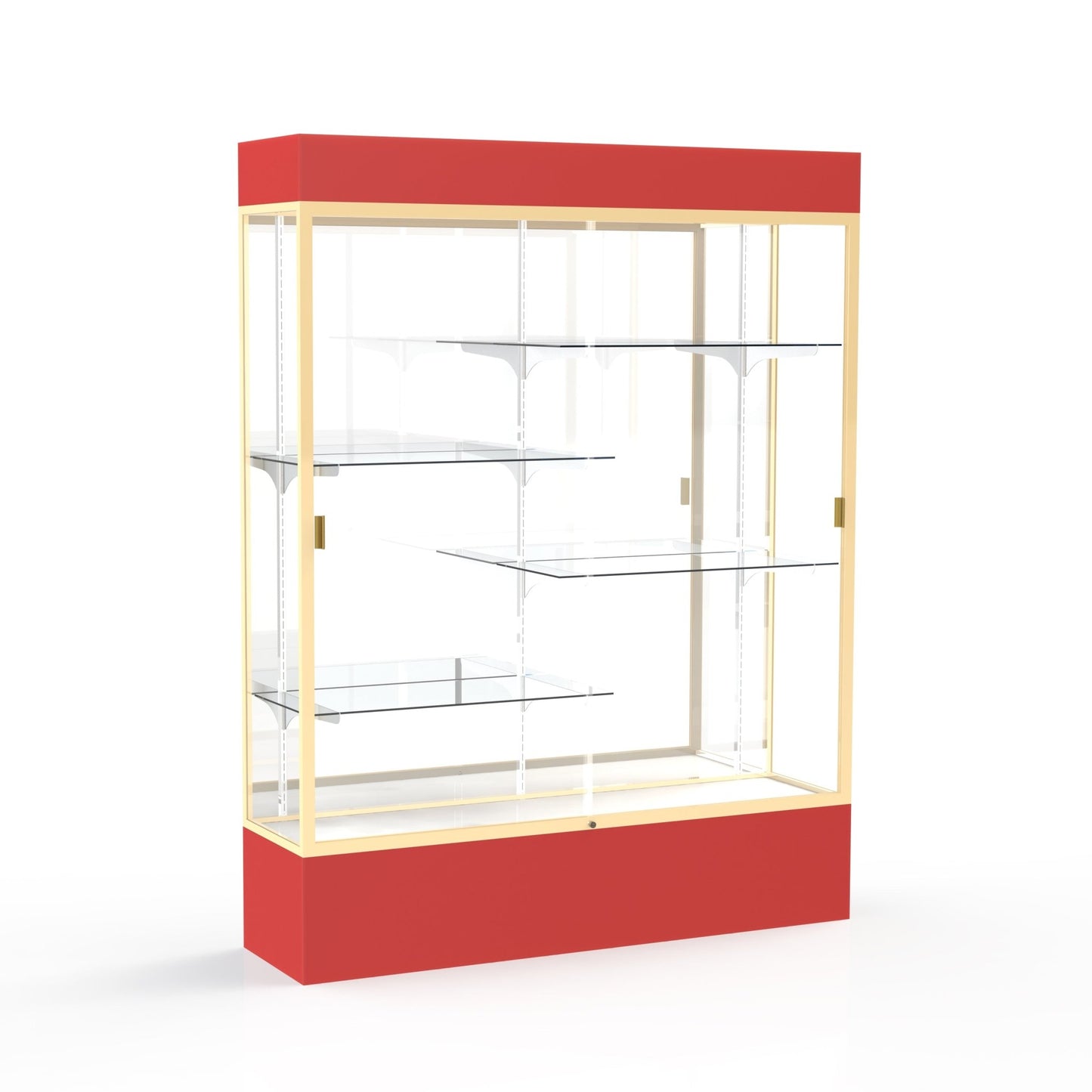 Ghent Spirit Floor Display Case Lighted, Aluminum Frame, 80"H x 60"W x 16"D - Waddell Display Collection (GHE - 3175XX - XX - XX) - SchoolOutlet