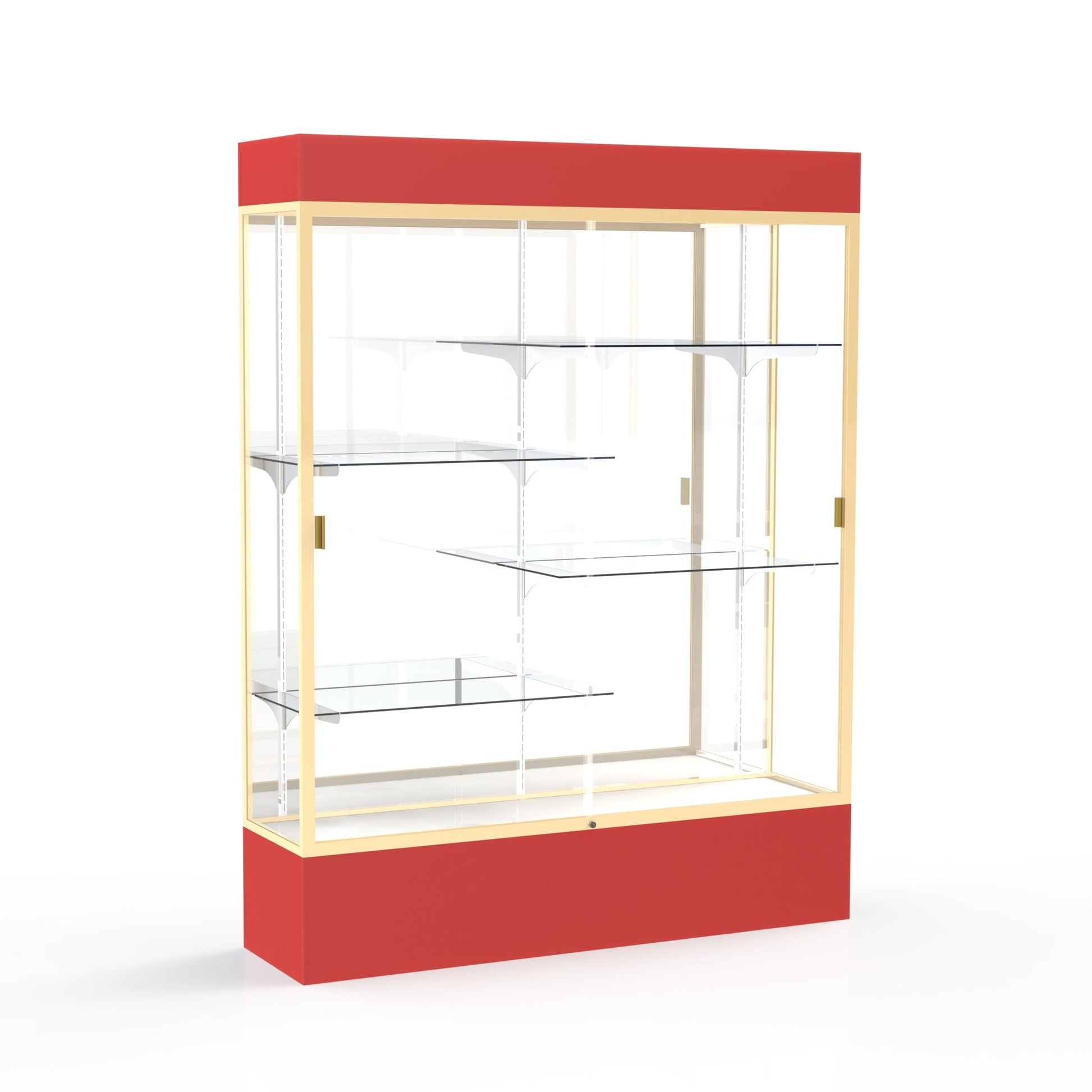 Ghent Spirit Floor Display Case Lighted, Aluminum Frame, 80"H x 60"W x 16"D - Waddell Display Collection (GHE - 3175XX - XX - XX) - SchoolOutlet