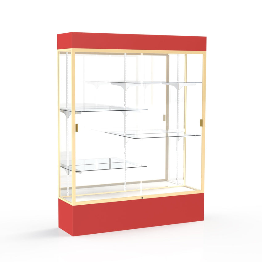 Ghent Spirit Floor Display Case Lighted, Aluminum Frame, 80"H x 60"W x 16"D - Waddell Display Collection (GHE - 3175XX - XX - XX) - SchoolOutlet