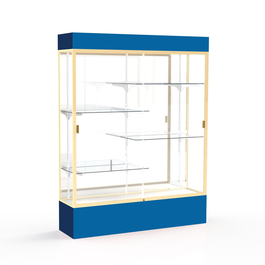 Ghent Spirit Floor Display Case Lighted, Aluminum Frame, 80"H x 60"W x 16"D - Waddell Display Collection (GHE - 3175XX - XX - XX) - SchoolOutlet
