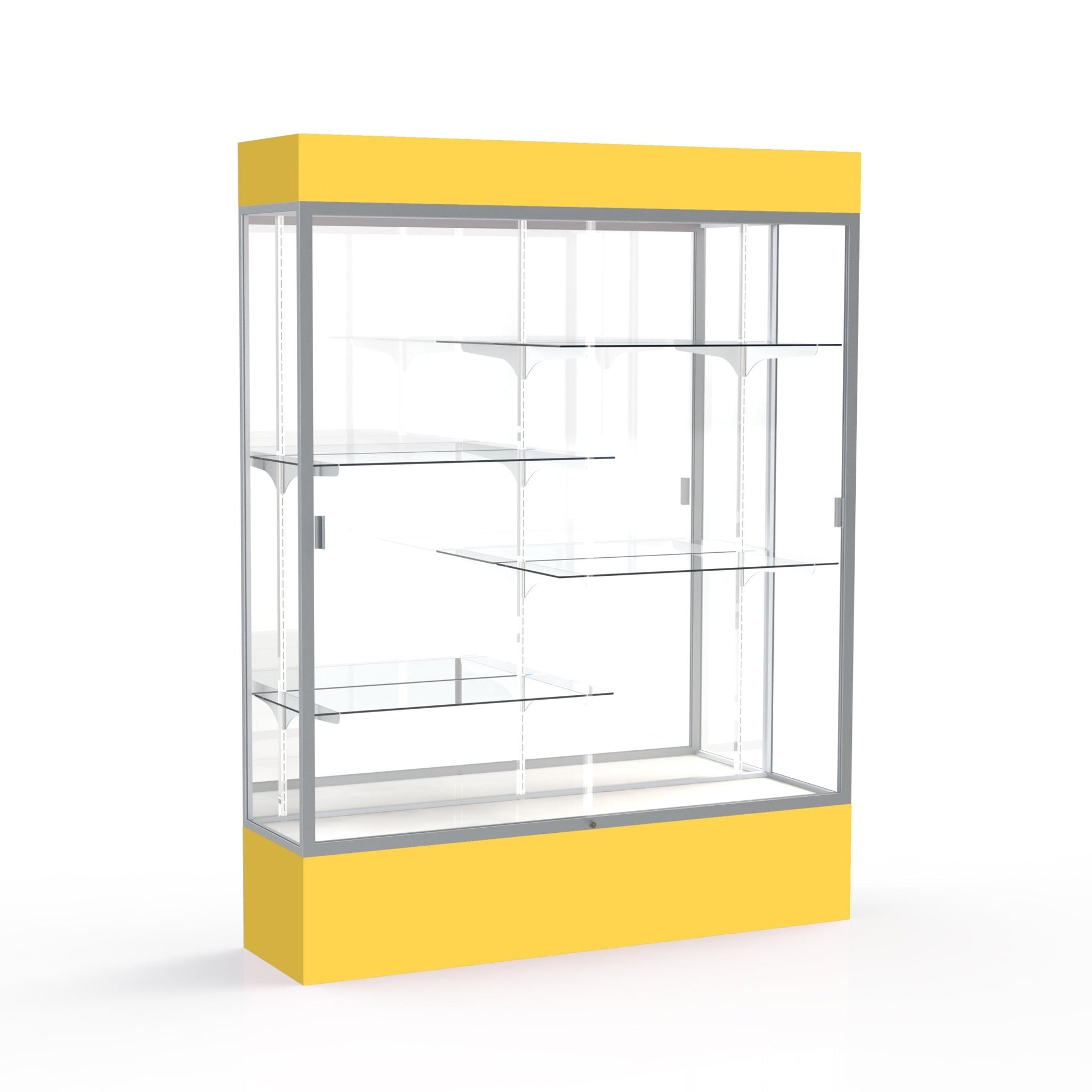 Ghent Spirit Floor Display Case Lighted, Aluminum Frame, 80"H x 60"W x 16"D - Waddell Display Collection (GHE - 3175XX - XX - XX) - SchoolOutlet
