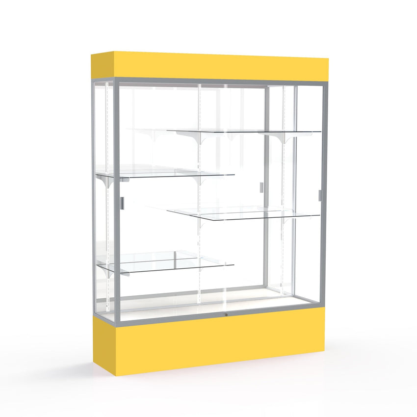 Ghent Spirit Floor Display Case Lighted, Aluminum Frame, 80"H x 60"W x 16"D - Waddell Display Collection (GHE - 3175XX - XX - XX) - SchoolOutlet