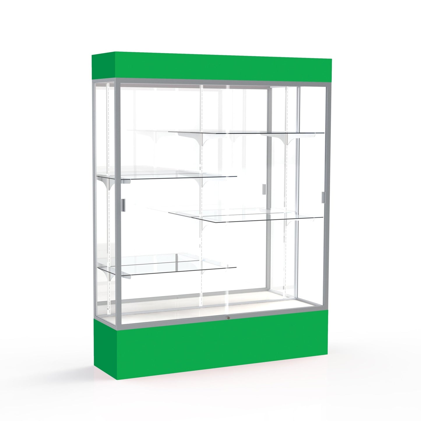 Ghent Spirit Floor Display Case Lighted, Aluminum Frame, 80"H x 60"W x 16"D - Waddell Display Collection (GHE - 3175XX - XX - XX) - SchoolOutlet