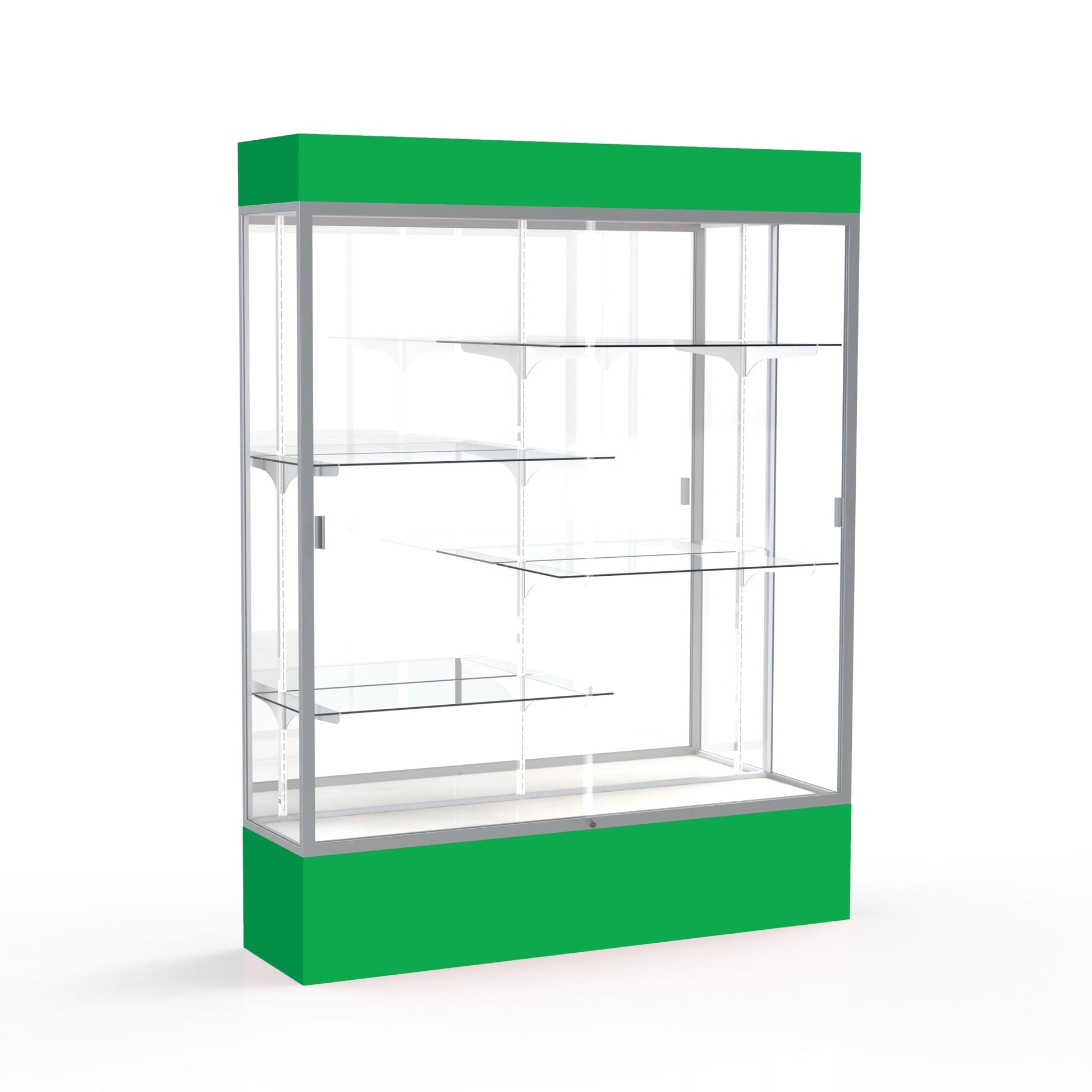 Ghent Spirit Floor Display Case Lighted, Aluminum Frame, 80"H x 60"W x 16"D - Waddell Display Collection (GHE - 3175XX - XX - XX) - SchoolOutlet