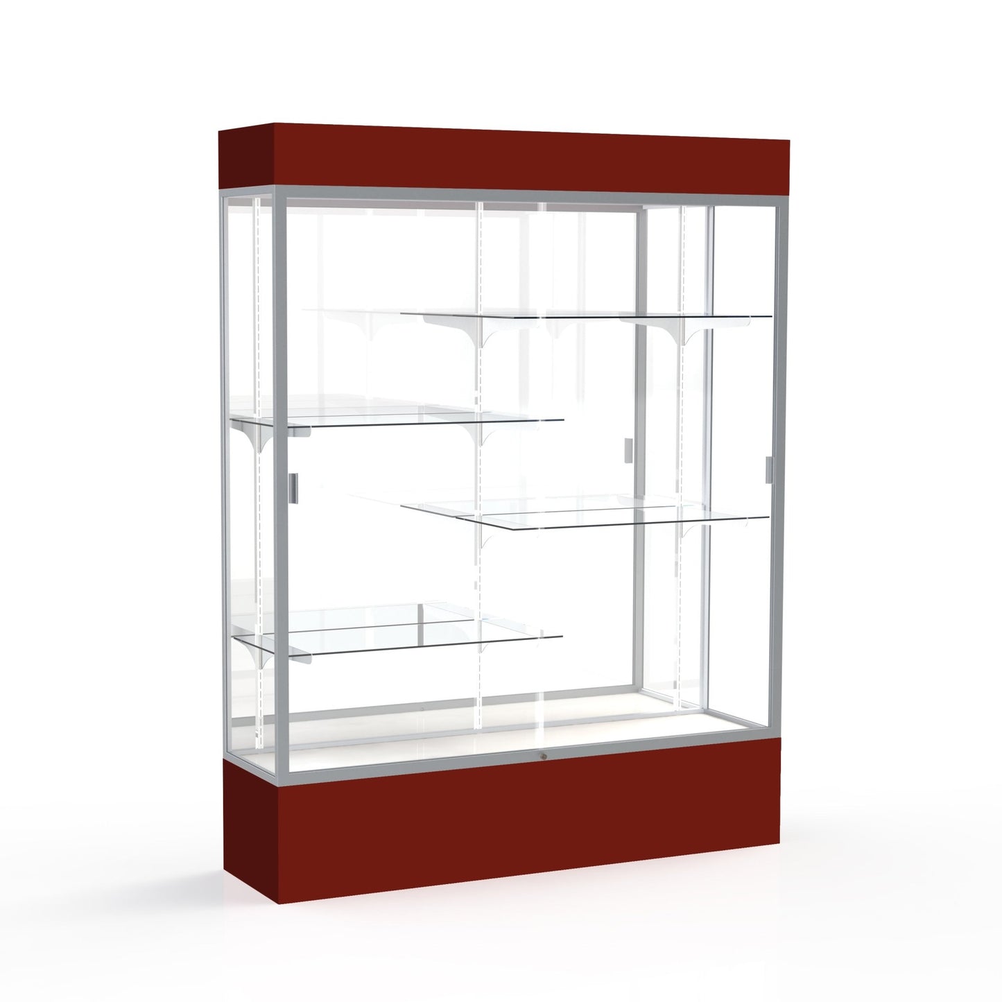 Ghent Spirit Floor Display Case Lighted, Aluminum Frame, 80"H x 60"W x 16"D - Waddell Display Collection (GHE - 3175XX - XX - XX) - SchoolOutlet