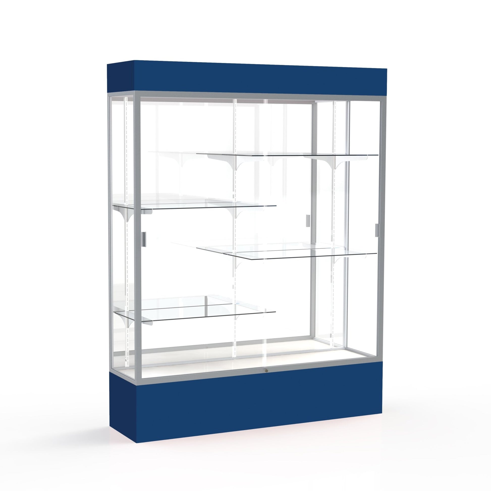Ghent Spirit Floor Display Case Lighted, Aluminum Frame, 80"H x 60"W x 16"D - Waddell Display Collection (GHE - 3175XX - XX - XX) - SchoolOutlet