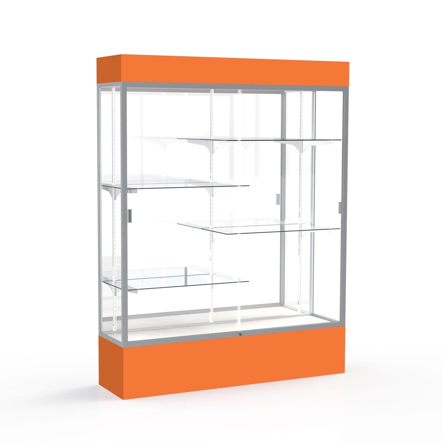 Ghent Spirit Floor Display Case Lighted, Aluminum Frame, 80"H x 60"W x 16"D - Waddell Display Collection (GHE - 3175XX - XX - XX) - SchoolOutlet