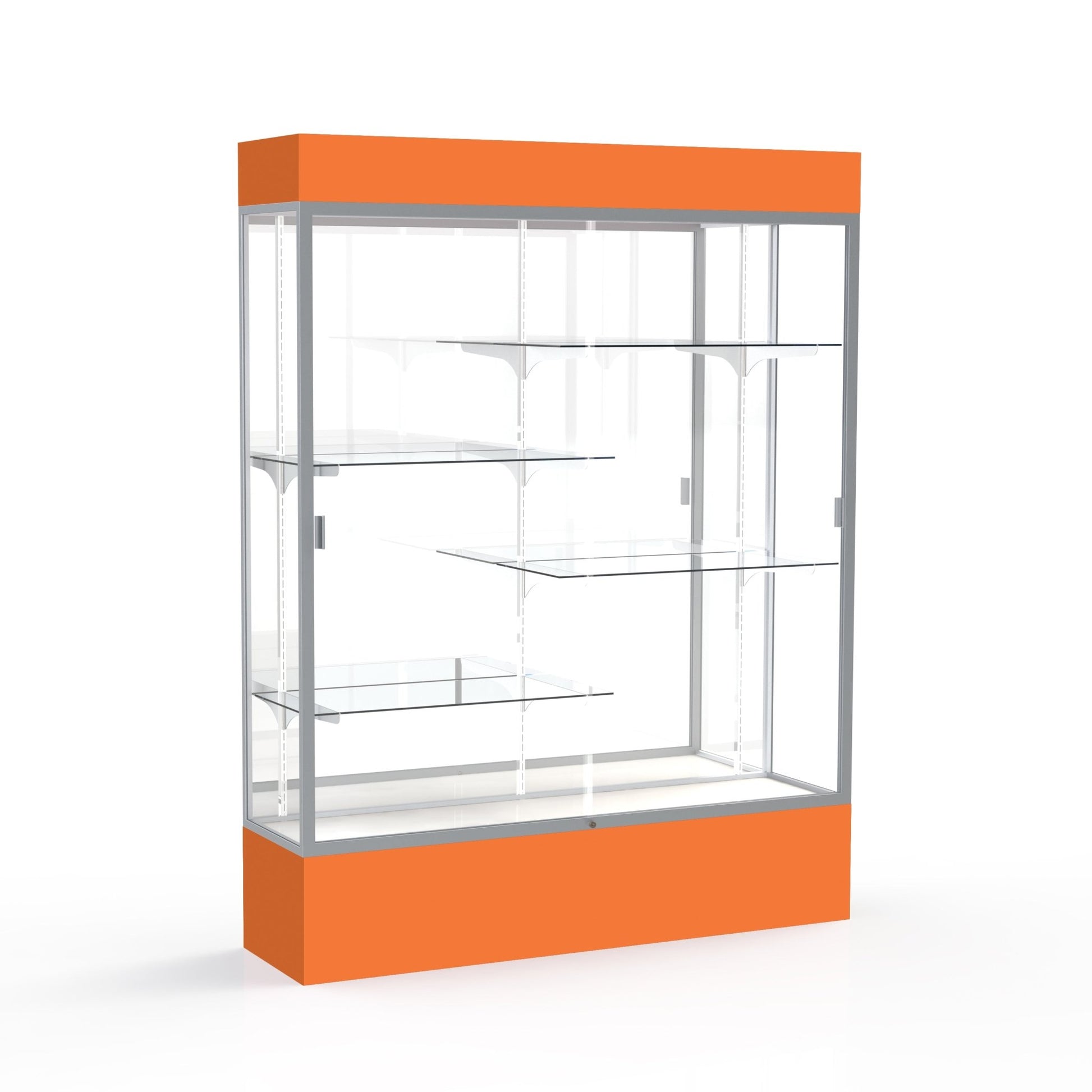Ghent Spirit Floor Display Case Lighted, Aluminum Frame, 80"H x 60"W x 16"D - Waddell Display Collection (GHE - 3175XX - XX - XX) - SchoolOutlet