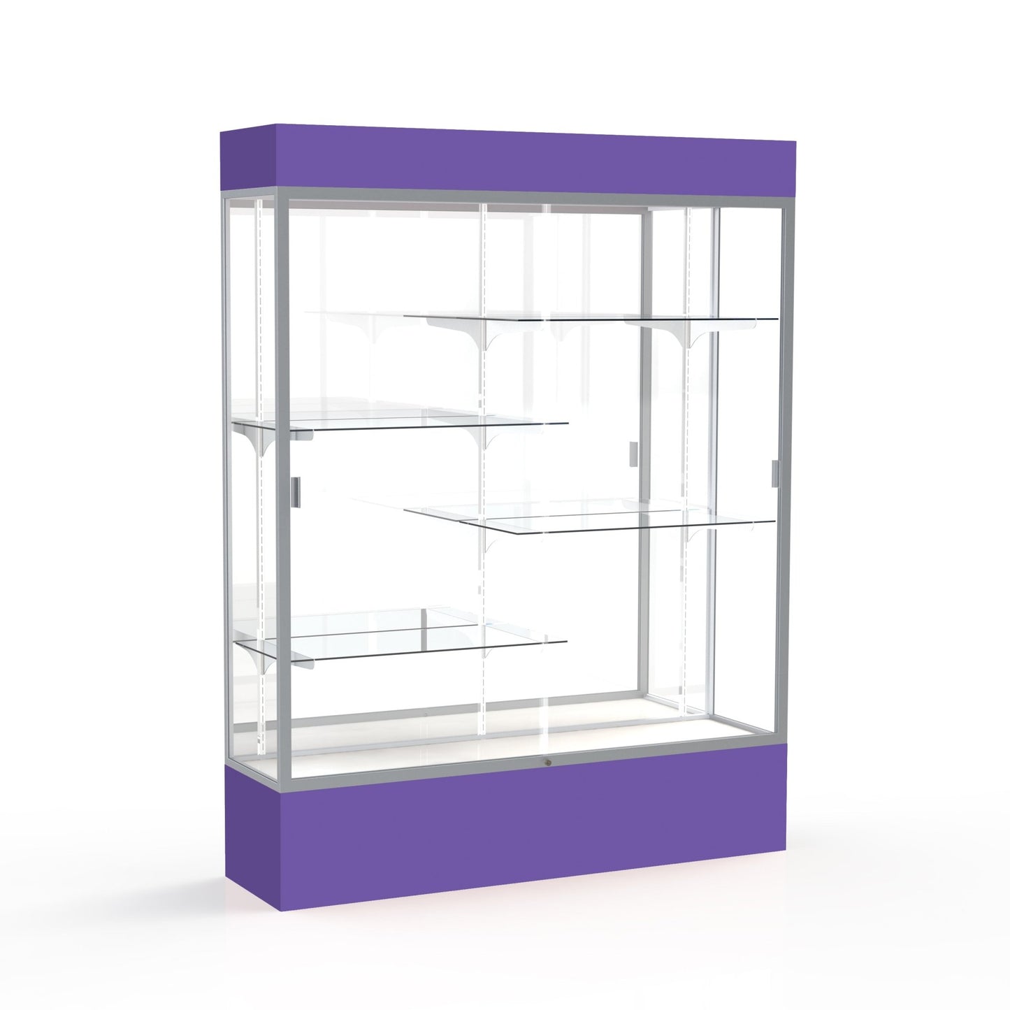 Ghent Spirit Floor Display Case Lighted, Aluminum Frame, 80"H x 60"W x 16"D - Waddell Display Collection (GHE - 3175XX - XX - XX) - SchoolOutlet
