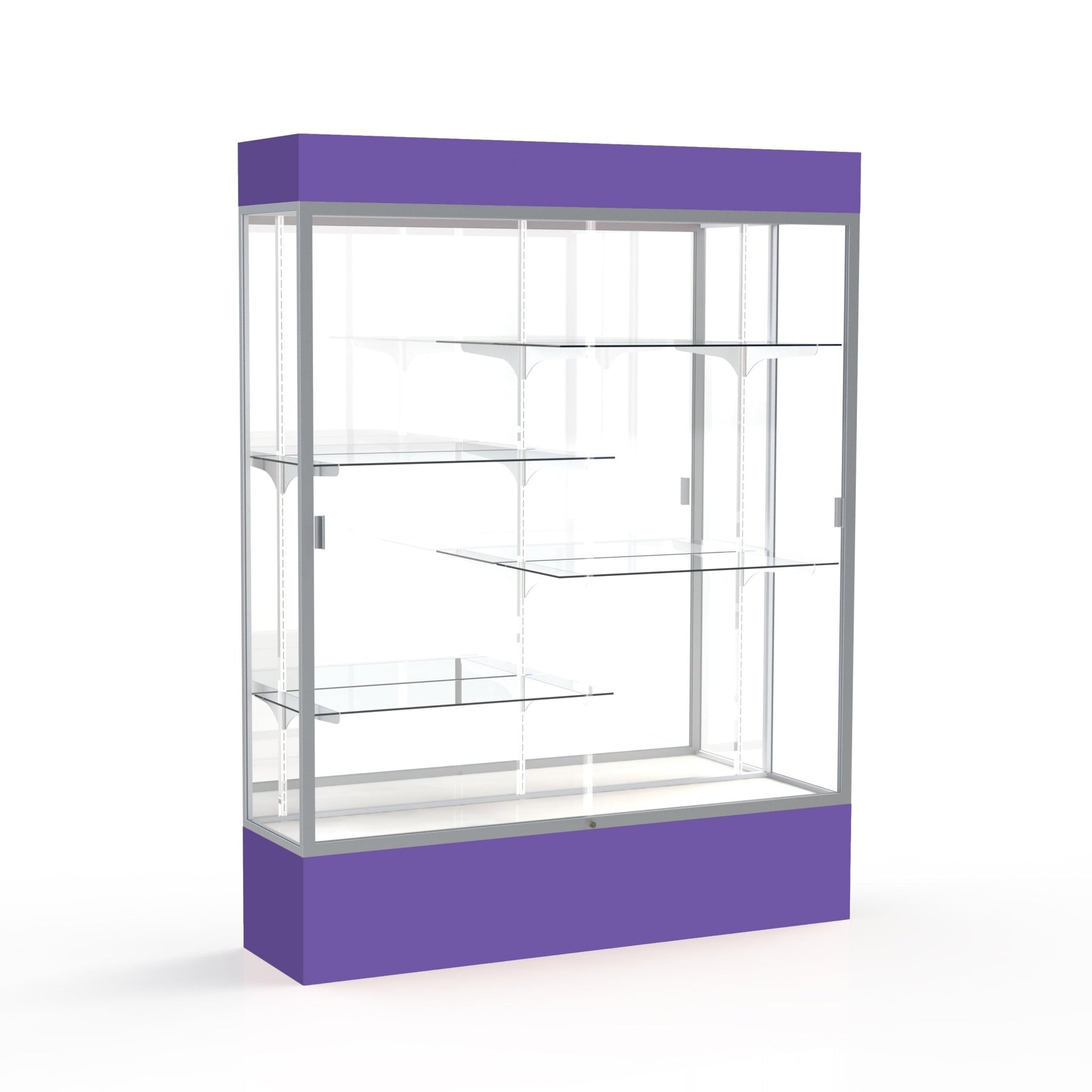 Ghent Spirit Floor Display Case Lighted, Aluminum Frame, 80"H x 60"W x 16"D - Waddell Display Collection (GHE - 3175XX - XX - XX) - SchoolOutlet