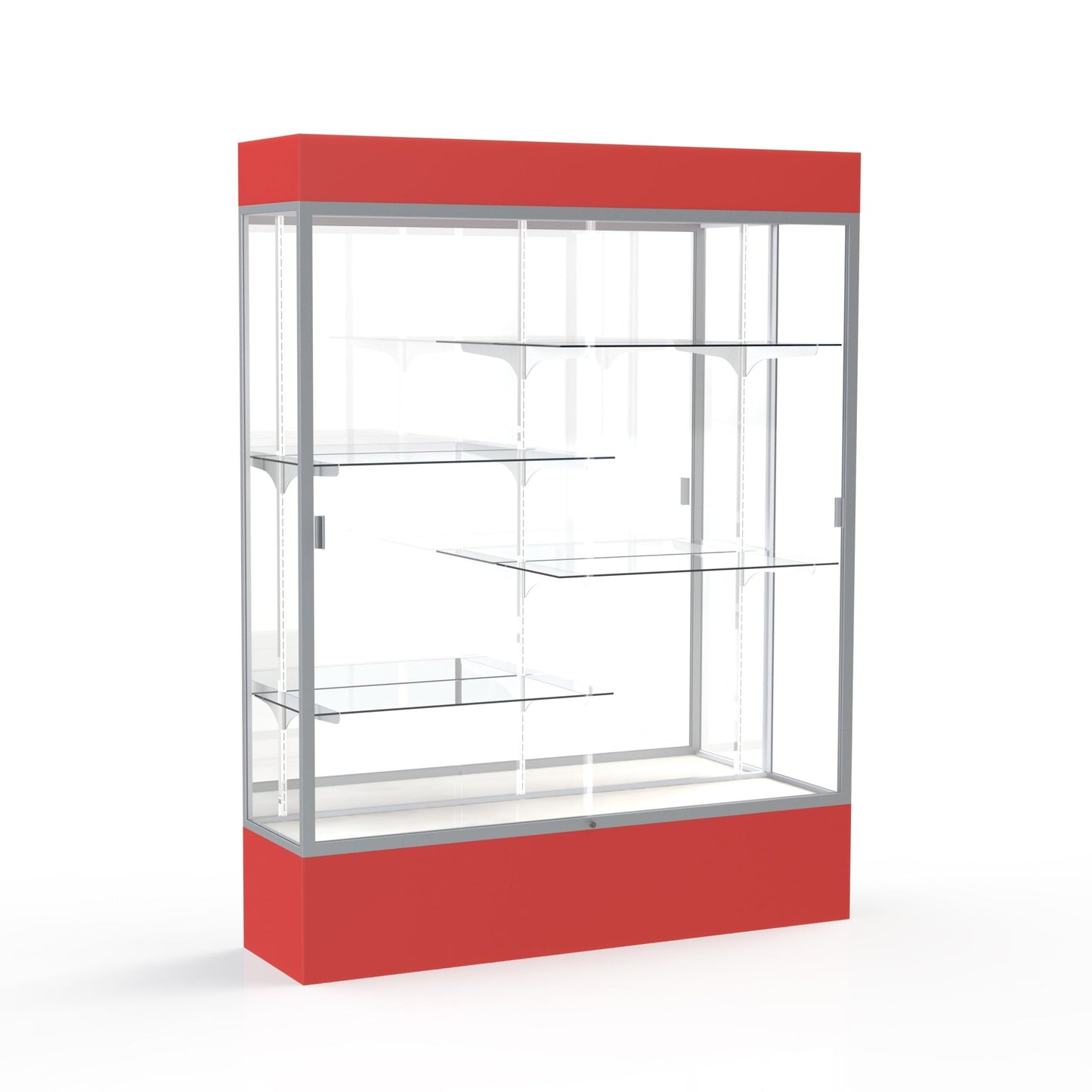Ghent Spirit Floor Display Case Lighted, Aluminum Frame, 80"H x 60"W x 16"D - Waddell Display Collection (GHE - 3175XX - XX - XX) - SchoolOutlet
