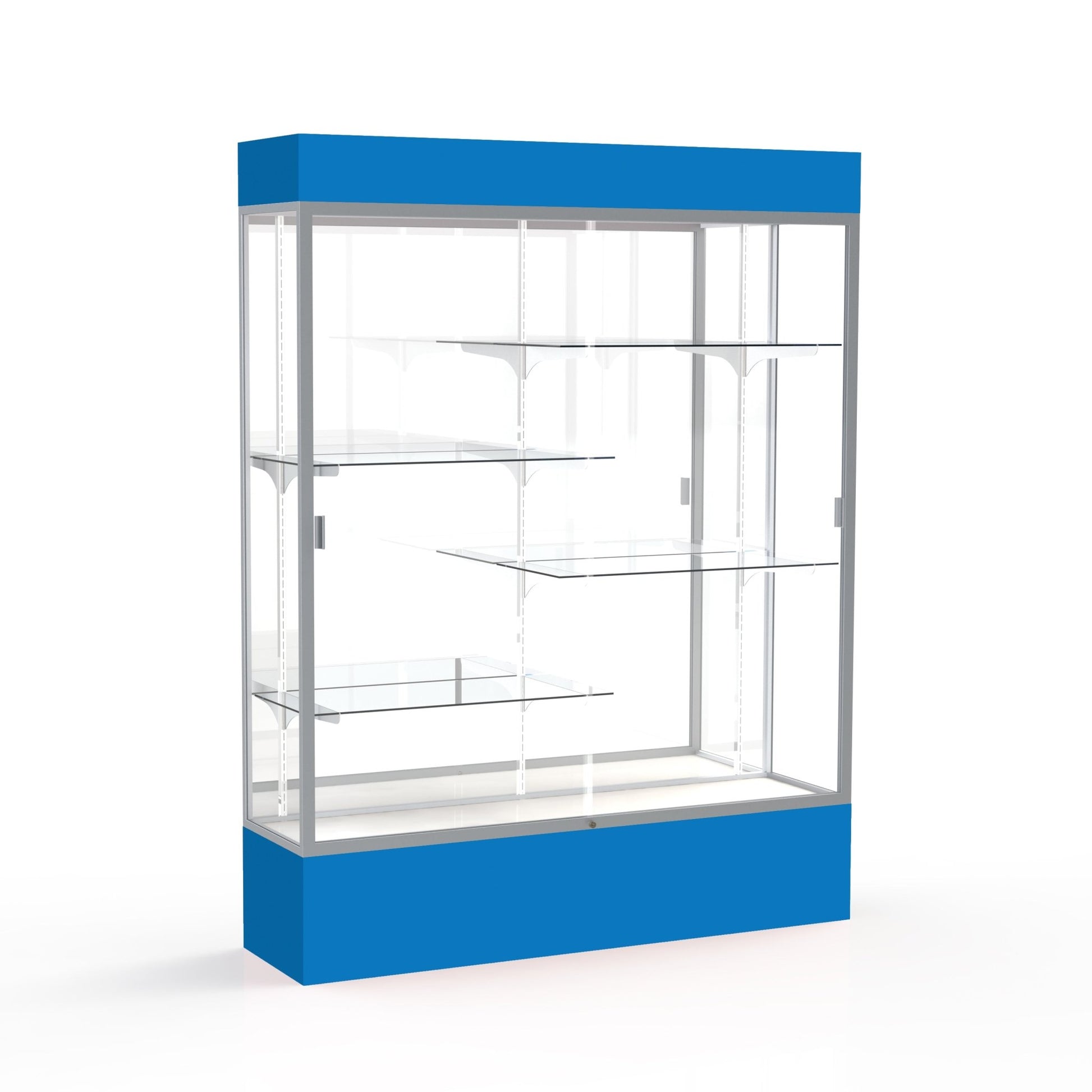 Ghent Spirit Floor Display Case Lighted, Aluminum Frame, 80"H x 60"W x 16"D - Waddell Display Collection (GHE - 3175XX - XX - XX) - SchoolOutlet