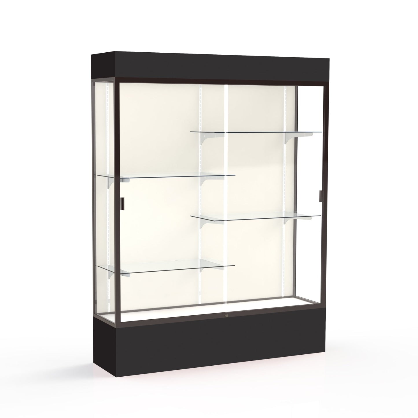 Ghent Spirit Floor Display Case Lighted, Aluminum Frame, 80"H x 60"W x 16"D - Waddell Display Collection (GHE - 3175XX - XX - XX) - SchoolOutlet