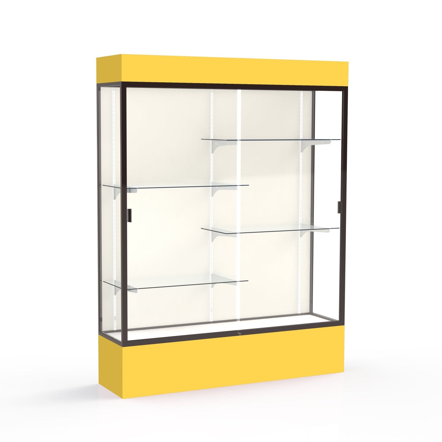 Ghent Spirit Floor Display Case Lighted, Aluminum Frame, 80"H x 60"W x 16"D - Waddell Display Collection (GHE - 3175XX - XX - XX) - SchoolOutlet
