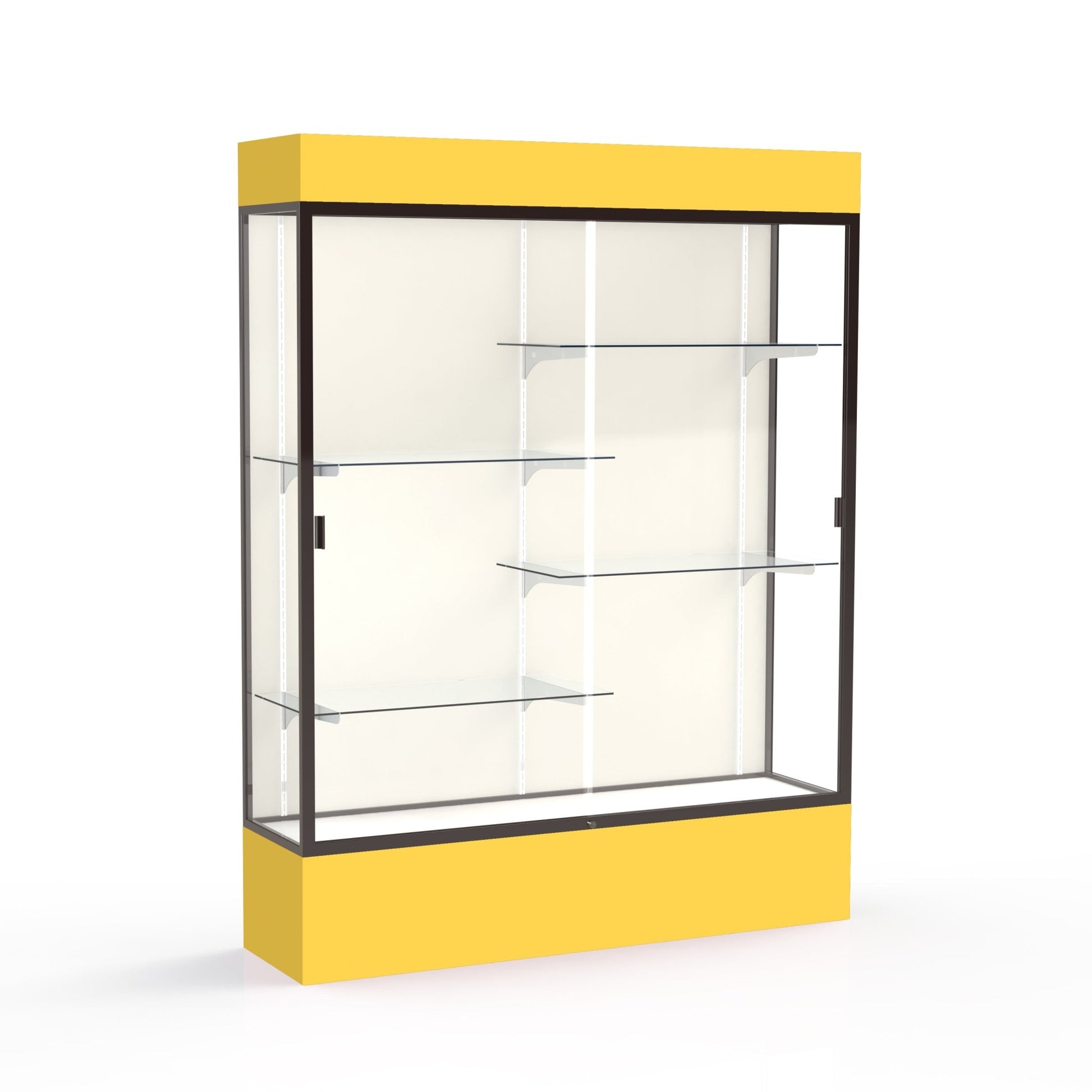 Ghent Spirit Floor Display Case Lighted, Aluminum Frame, 80"H x 60"W x 16"D - Waddell Display Collection (GHE - 3175XX - XX - XX) - SchoolOutlet