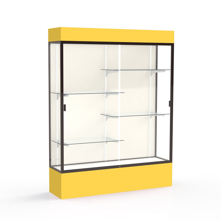Ghent Spirit Floor Display Case Lighted, Aluminum Frame, 80"H x 60"W x 16"D - Waddell Display Collection (GHE - 3175XX - XX - XX) - SchoolOutlet