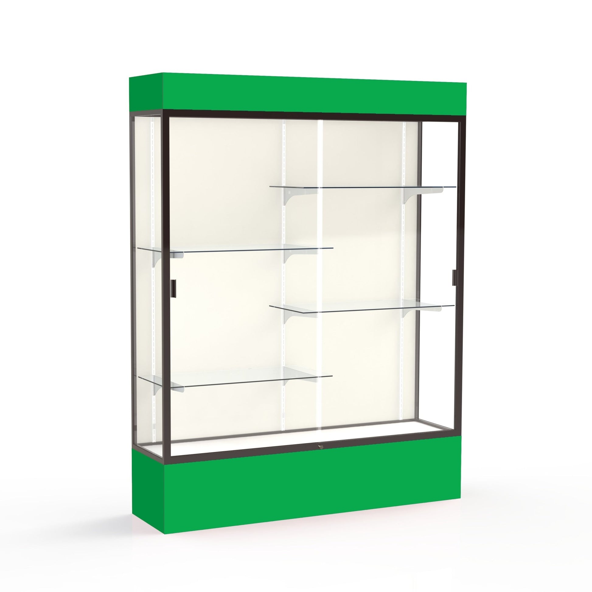Ghent Spirit Floor Display Case Lighted, Aluminum Frame, 80"H x 60"W x 16"D - Waddell Display Collection (GHE - 3175XX - XX - XX) - SchoolOutlet