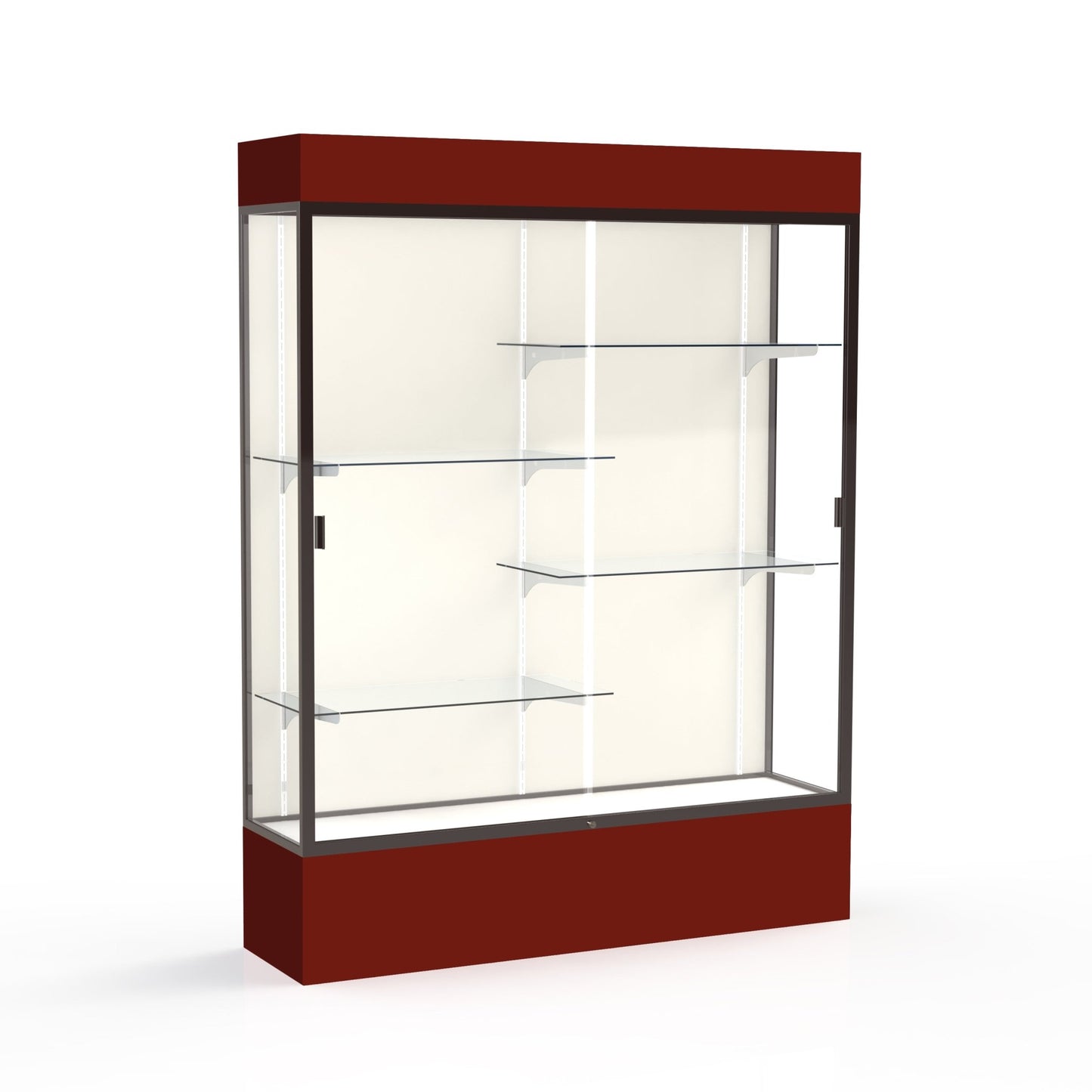 Ghent Spirit Floor Display Case Lighted, Aluminum Frame, 80"H x 60"W x 16"D - Waddell Display Collection (GHE - 3175XX - XX - XX) - SchoolOutlet