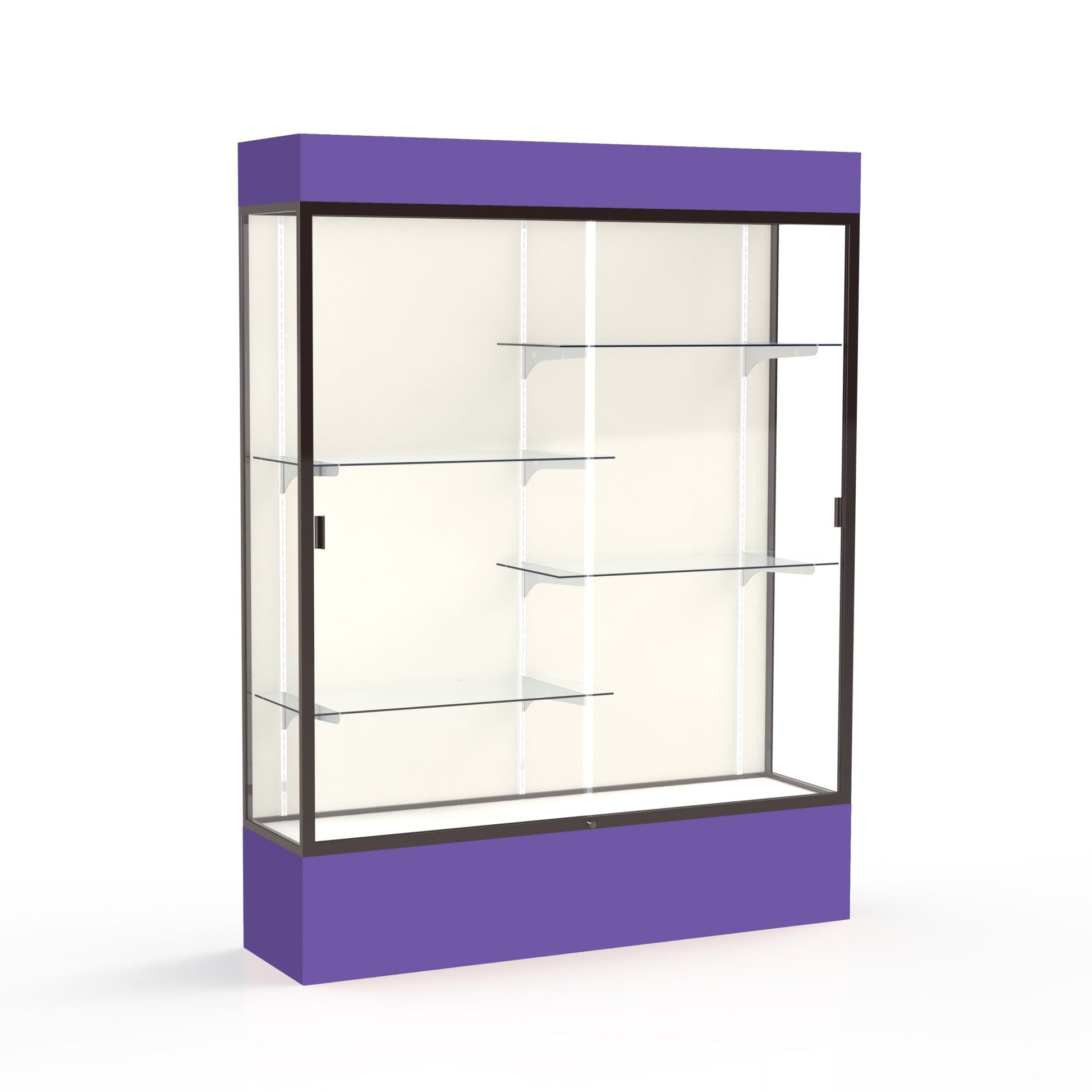 Ghent Spirit Floor Display Case Lighted, Aluminum Frame, 80"H x 60"W x 16"D - Waddell Display Collection (GHE - 3175XX - XX - XX) - SchoolOutlet