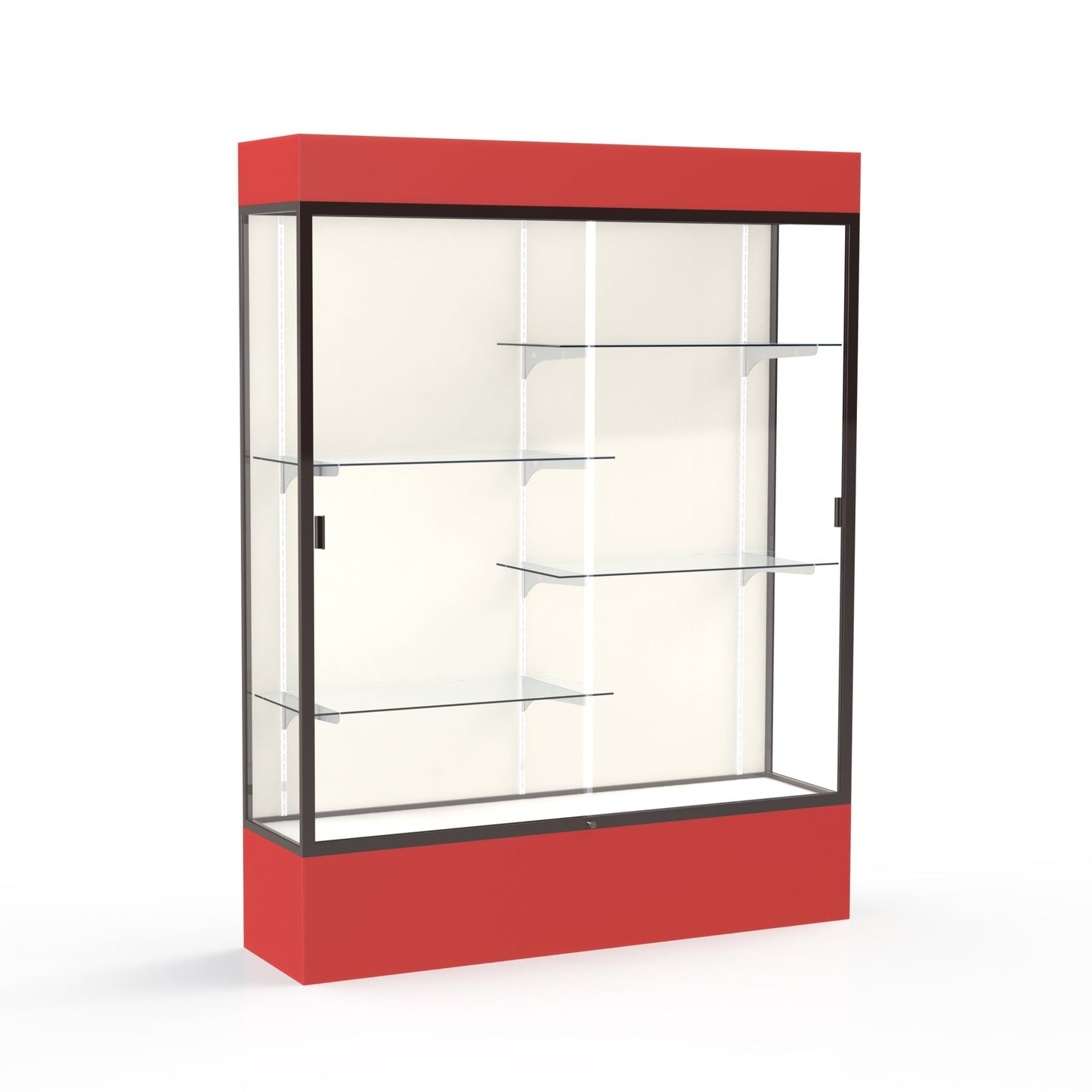 Ghent Spirit Floor Display Case Lighted, Aluminum Frame, 80"H x 60"W x 16"D - Waddell Display Collection (GHE - 3175XX - XX - XX) - SchoolOutlet