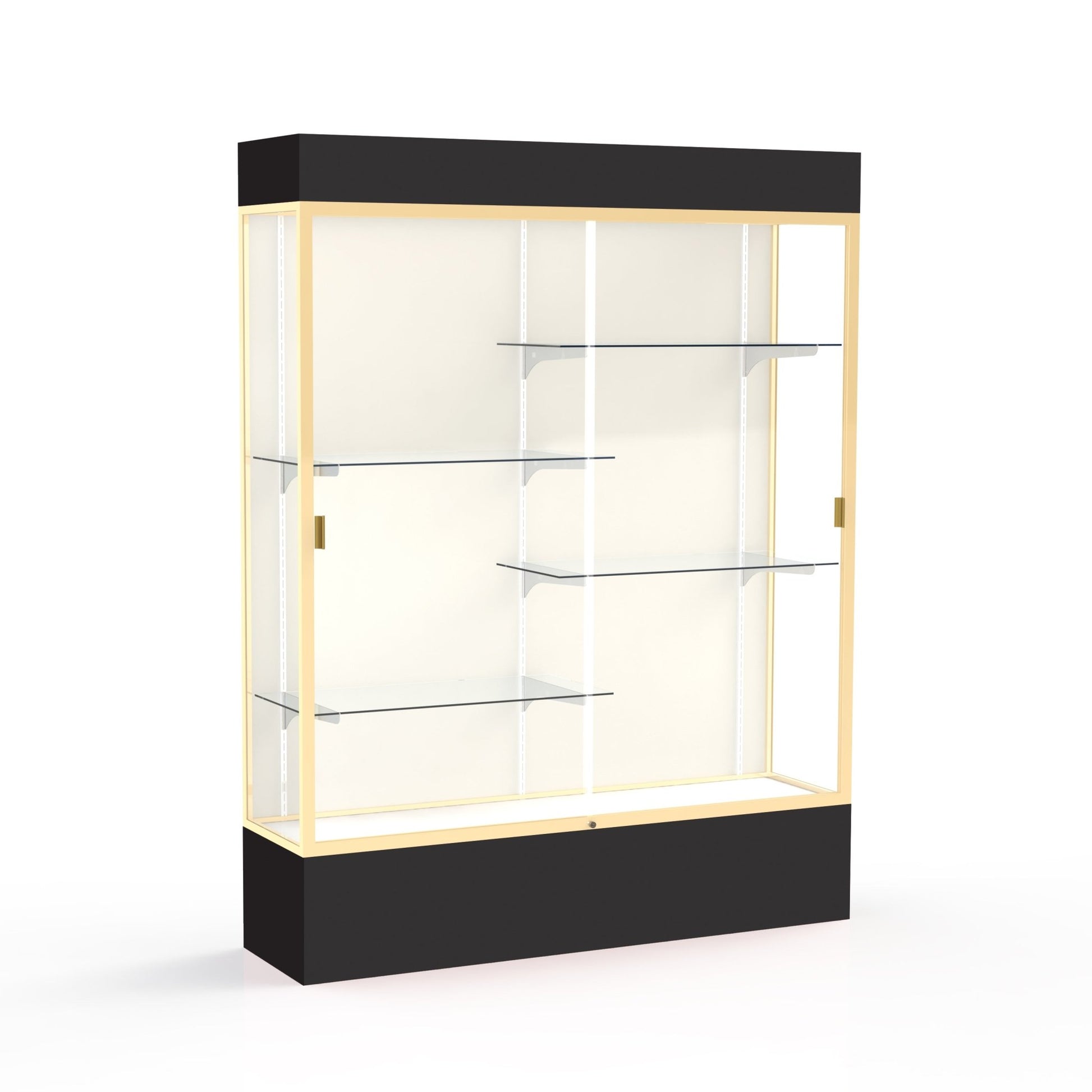 Ghent Spirit Floor Display Case Lighted, Aluminum Frame, 80"H x 60"W x 16"D - Waddell Display Collection (GHE - 3175XX - XX - XX) - SchoolOutlet