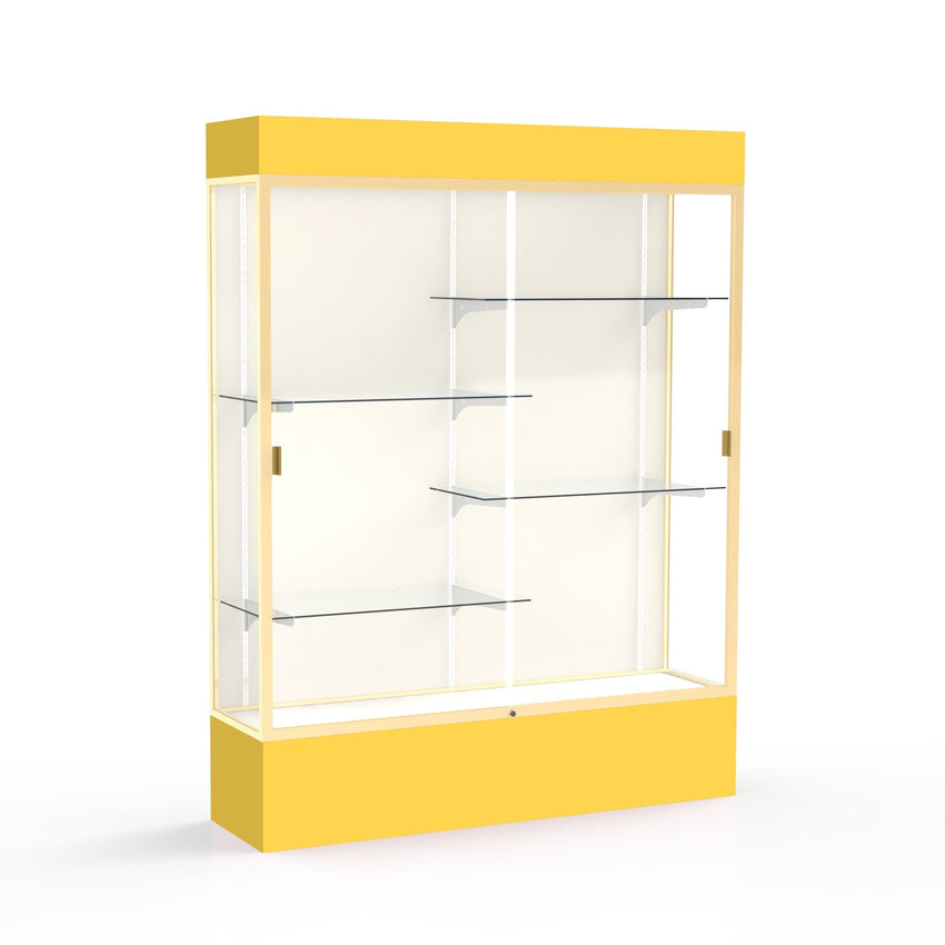 Ghent Spirit Floor Display Case Lighted, Aluminum Frame, 80"H x 60"W x 16"D - Waddell Display Collection (GHE - 3175XX - XX - XX) - SchoolOutlet