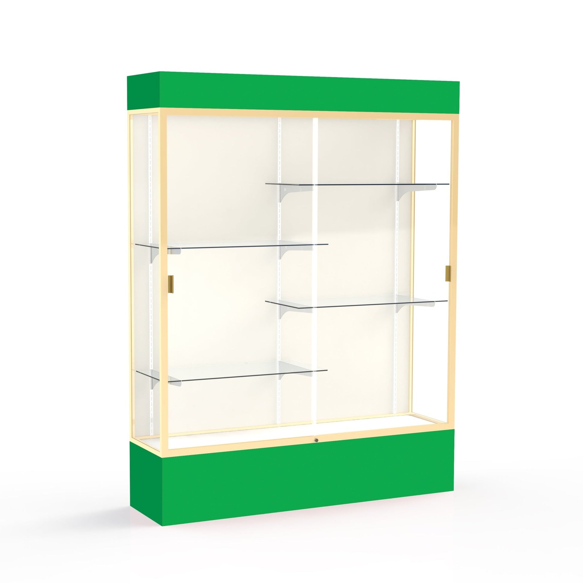 Ghent Spirit Floor Display Case Lighted, Aluminum Frame, 80"H x 60"W x 16"D - Waddell Display Collection (GHE - 3175XX - XX - XX) - SchoolOutlet