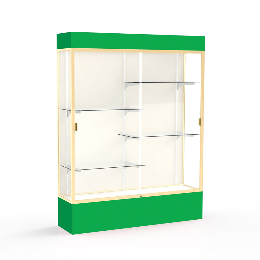 Ghent Spirit Floor Display Case Lighted, Aluminum Frame, 80"H x 60"W x 16"D - Waddell Display Collection (GHE - 3175XX - XX - XX) - SchoolOutlet
