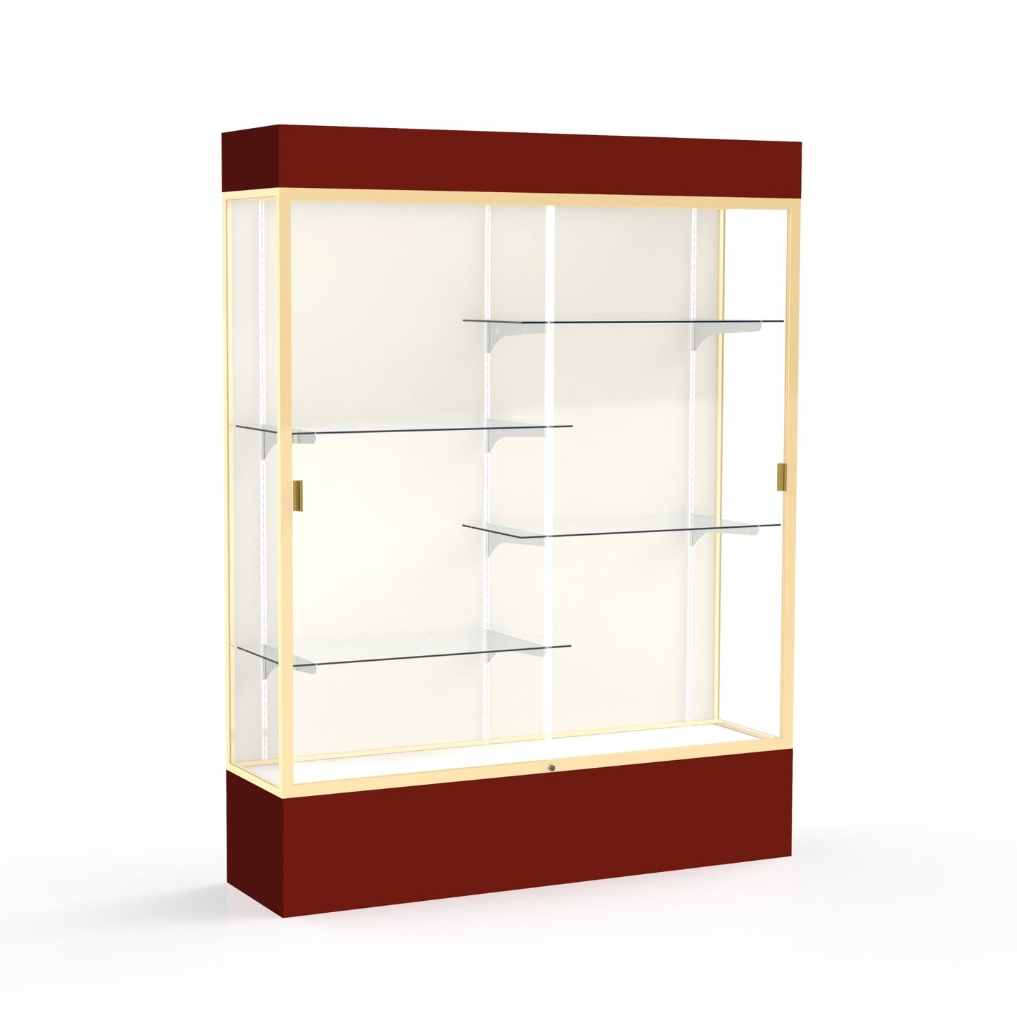 Ghent Spirit Floor Display Case Lighted, Aluminum Frame, 80"H x 60"W x 16"D - Waddell Display Collection (GHE - 3175XX - XX - XX) - SchoolOutlet