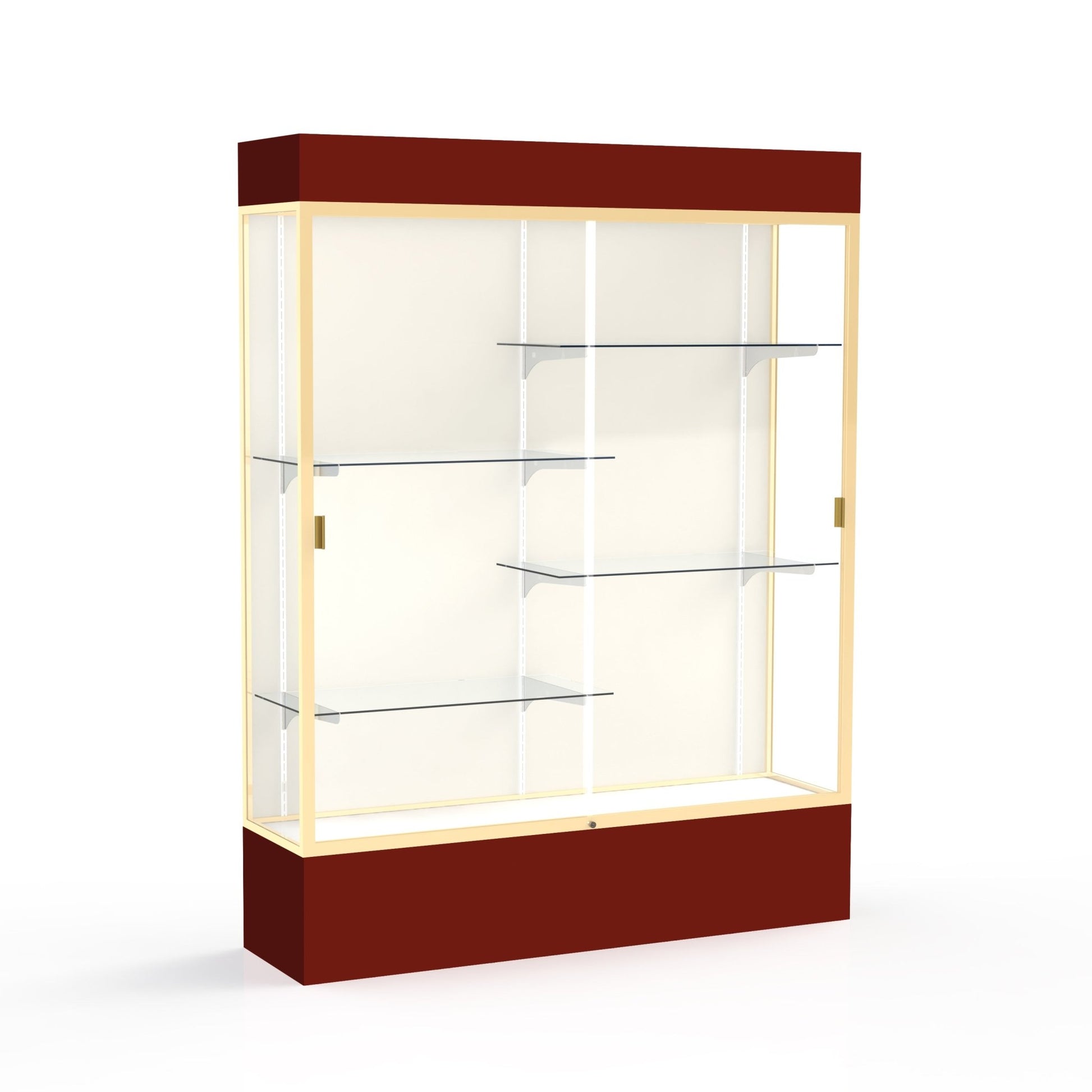 Ghent Spirit Floor Display Case Lighted, Aluminum Frame, 80"H x 60"W x 16"D - Waddell Display Collection (GHE - 3175XX - XX - XX) - SchoolOutlet