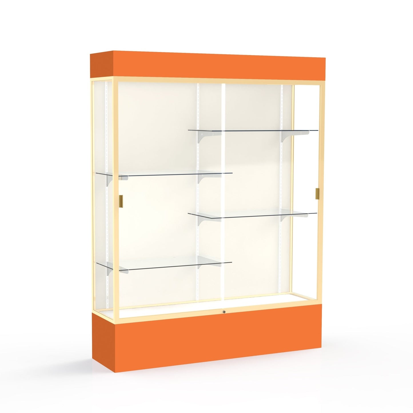 Ghent Spirit Floor Display Case Lighted, Aluminum Frame, 80"H x 60"W x 16"D - Waddell Display Collection (GHE - 3175XX - XX - XX) - SchoolOutlet