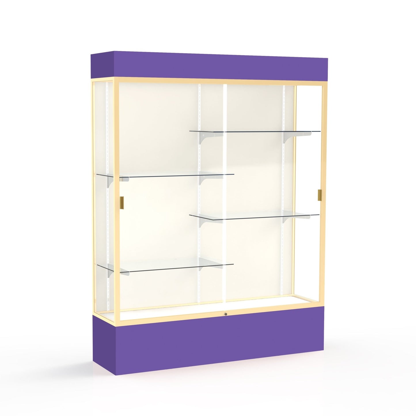Ghent Spirit Floor Display Case Lighted, Aluminum Frame, 80"H x 60"W x 16"D - Waddell Display Collection (GHE - 3175XX - XX - XX) - SchoolOutlet