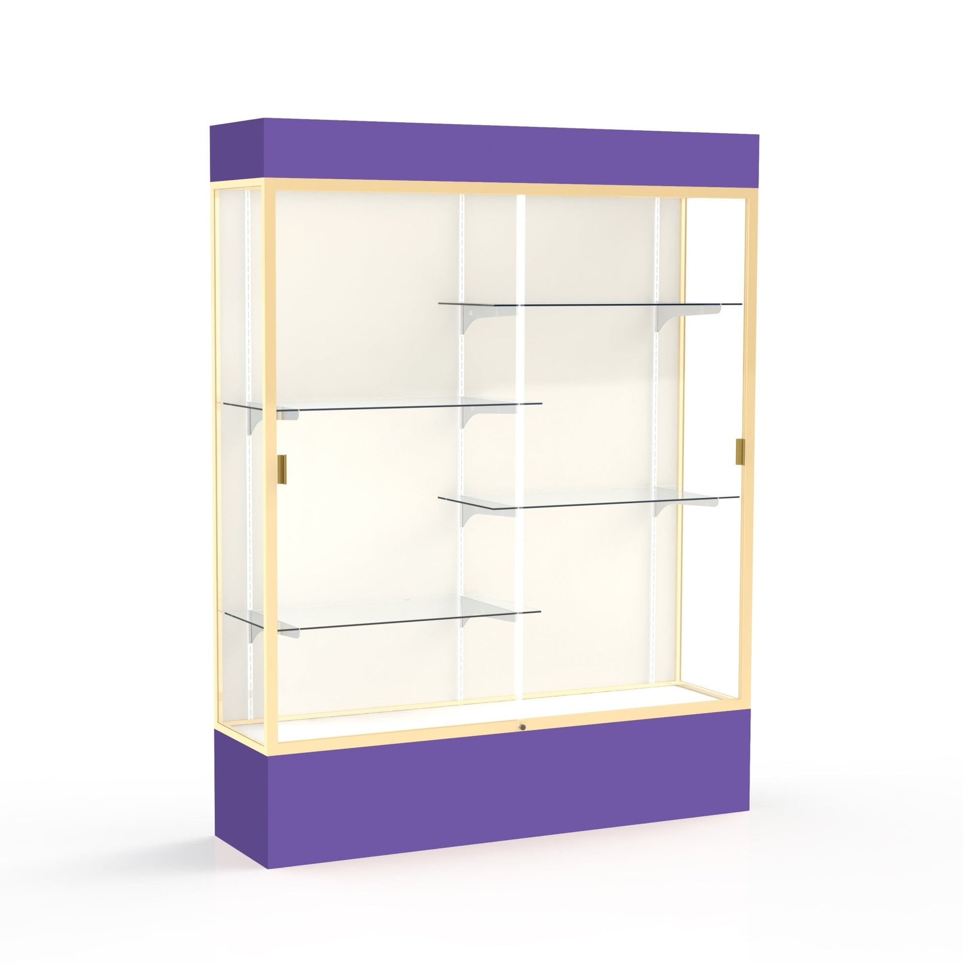 Ghent Spirit Floor Display Case Lighted, Aluminum Frame, 80"H x 60"W x 16"D - Waddell Display Collection (GHE - 3175XX - XX - XX) - SchoolOutlet