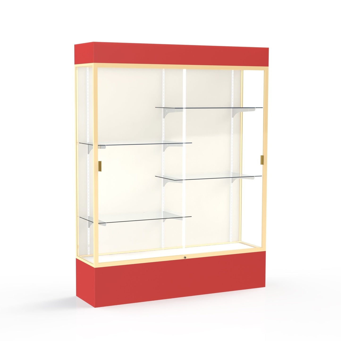 Ghent Spirit Floor Display Case Lighted, Aluminum Frame, 80"H x 60"W x 16"D - Waddell Display Collection (GHE - 3175XX - XX - XX) - SchoolOutlet