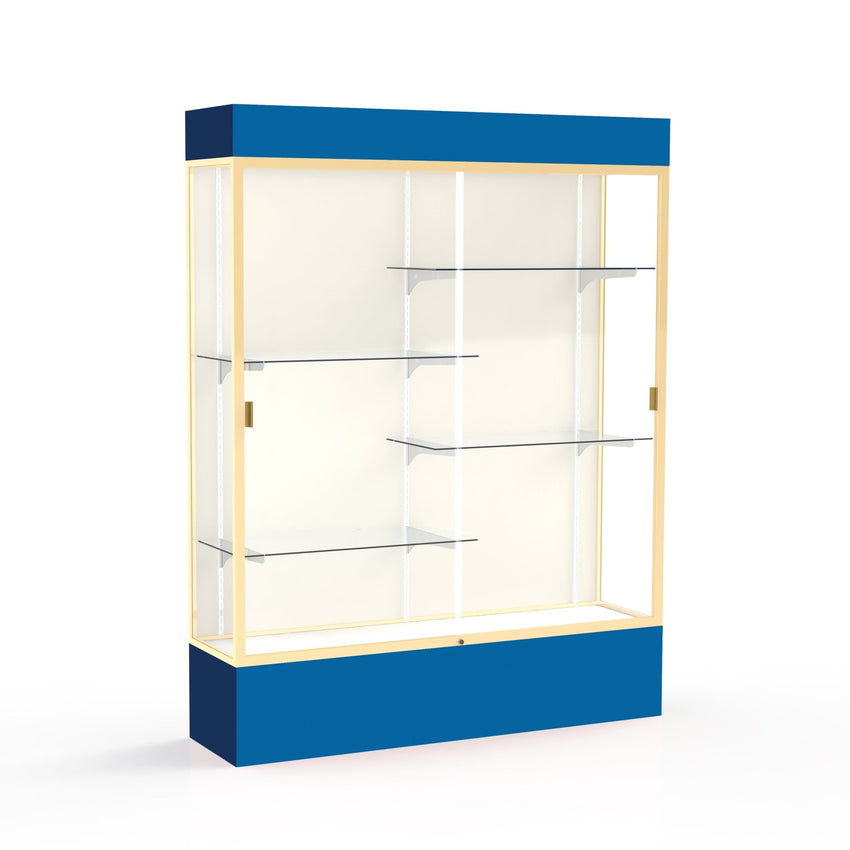 Ghent Spirit Floor Display Case Lighted, Aluminum Frame, 80"H x 60"W x 16"D - Waddell Display Collection (GHE - 3175XX - XX - XX) - SchoolOutlet