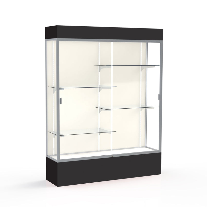 Ghent Spirit Floor Display Case Lighted, Aluminum Frame, 80"H x 60"W x 16"D - Waddell Display Collection (GHE - 3175XX - XX - XX) - SchoolOutlet