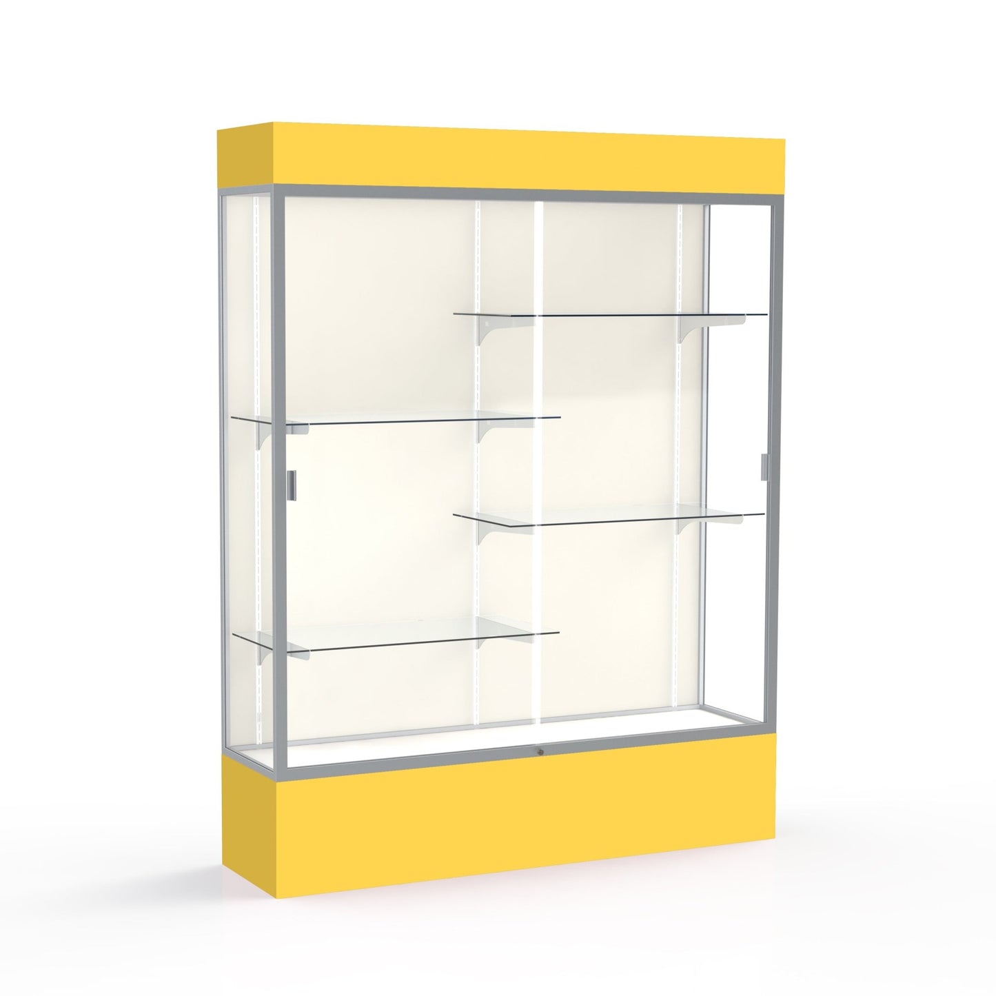 Ghent Spirit Floor Display Case Lighted, Aluminum Frame, 80"H x 60"W x 16"D - Waddell Display Collection (GHE - 3175XX - XX - XX) - SchoolOutlet
