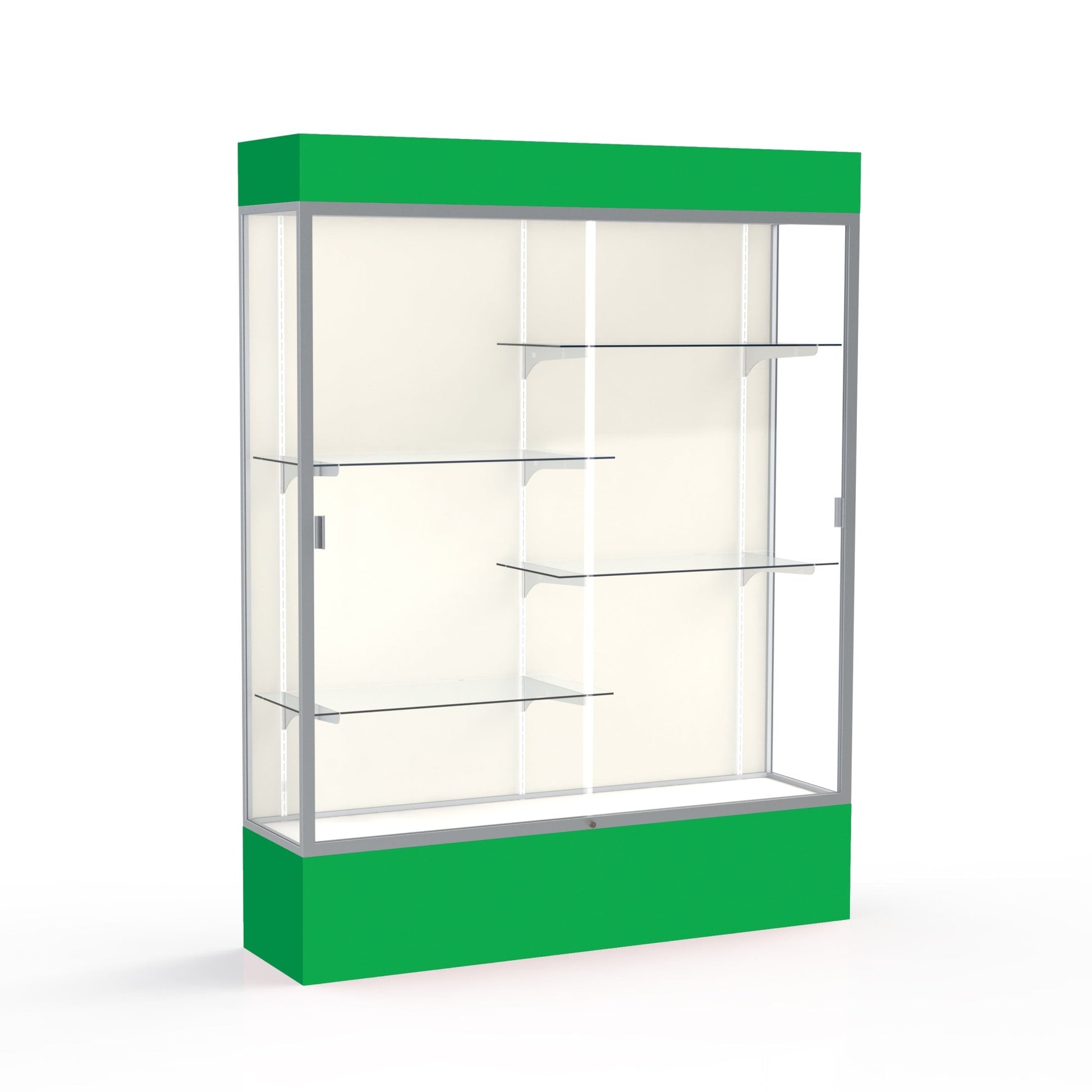 Ghent Spirit Floor Display Case Lighted, Aluminum Frame, 80"H x 60"W x 16"D - Waddell Display Collection (GHE - 3175XX - XX - XX) - SchoolOutlet