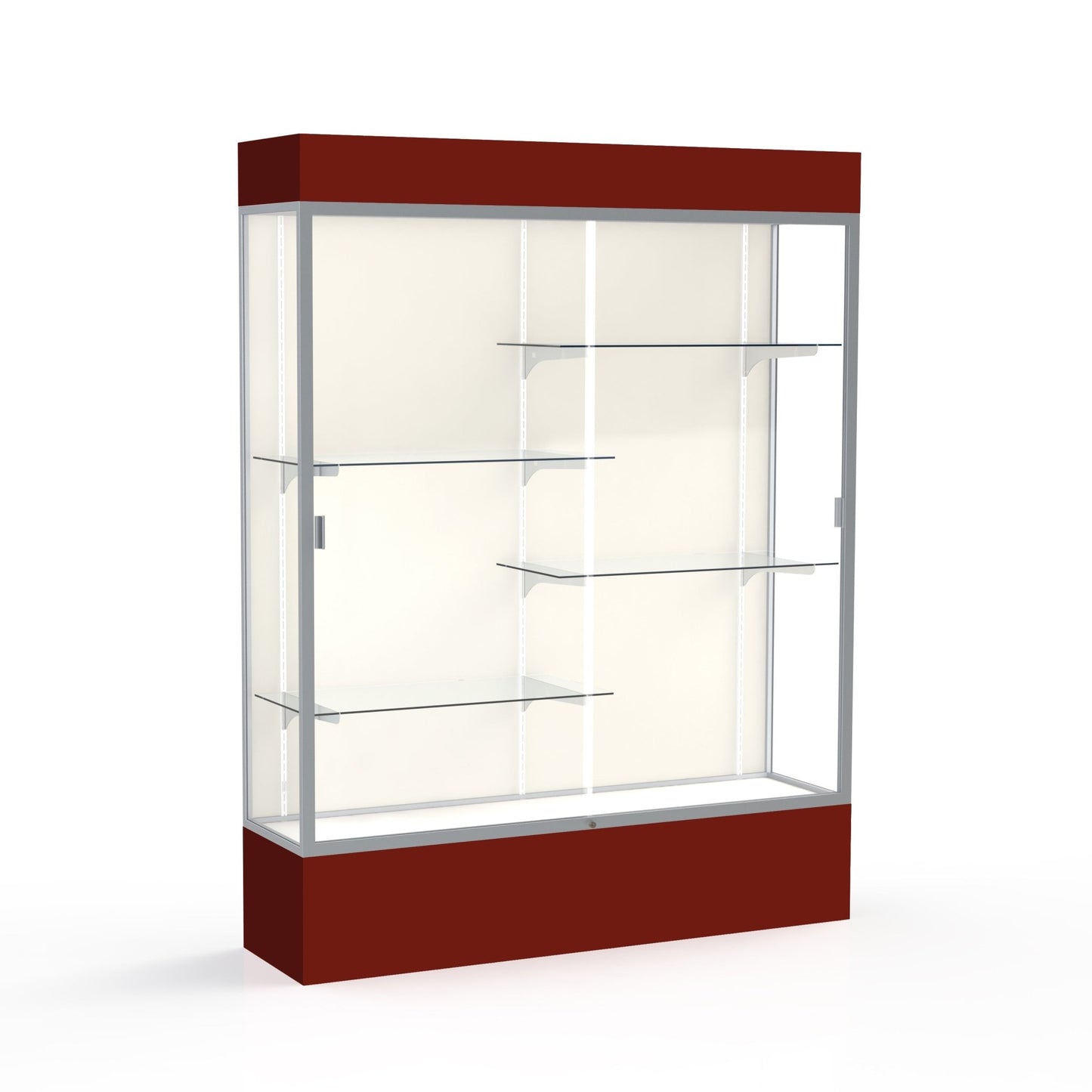Ghent Spirit Floor Display Case Lighted, Aluminum Frame, 80"H x 60"W x 16"D - Waddell Display Collection (GHE - 3175XX - XX - XX) - SchoolOutlet