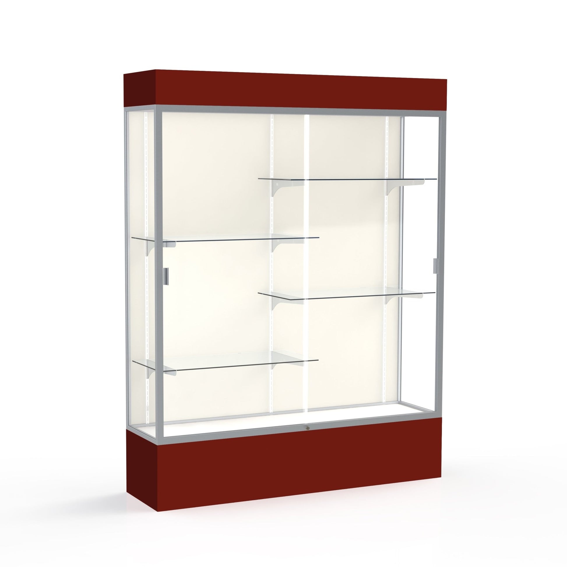 Ghent Spirit Floor Display Case Lighted, Aluminum Frame, 80"H x 60"W x 16"D - Waddell Display Collection (GHE - 3175XX - XX - XX) - SchoolOutlet