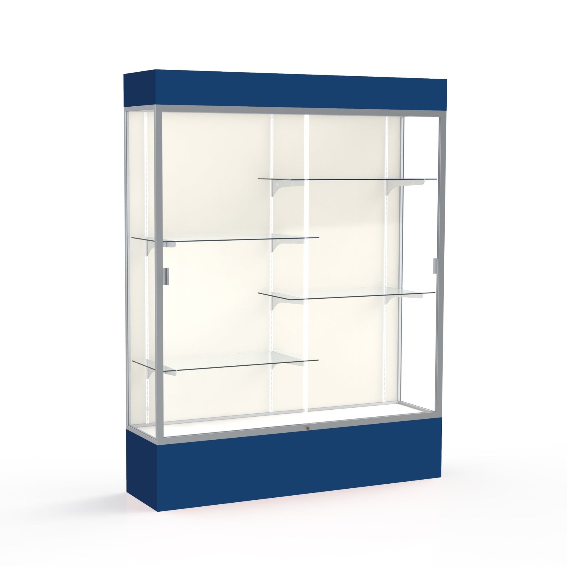 Ghent Spirit Floor Display Case Lighted, Aluminum Frame, 80"H x 60"W x 16"D - Waddell Display Collection (GHE - 3175XX - XX - XX) - SchoolOutlet