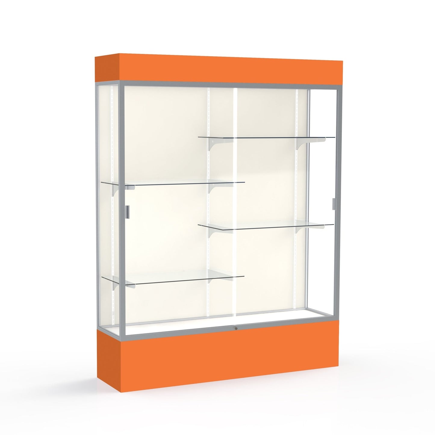 Ghent Spirit Floor Display Case Lighted, Aluminum Frame, 80"H x 60"W x 16"D - Waddell Display Collection (GHE - 3175XX - XX - XX) - SchoolOutlet