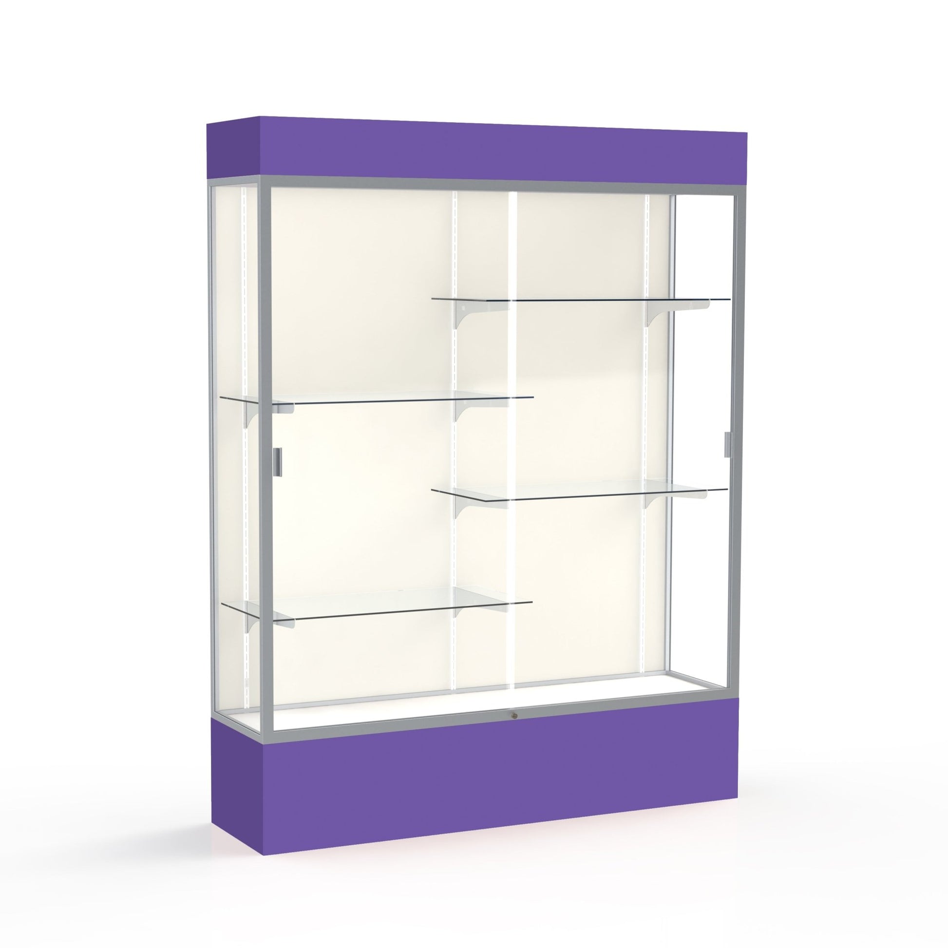 Ghent Spirit Floor Display Case Lighted, Aluminum Frame, 80"H x 60"W x 16"D - Waddell Display Collection (GHE - 3175XX - XX - XX) - SchoolOutlet