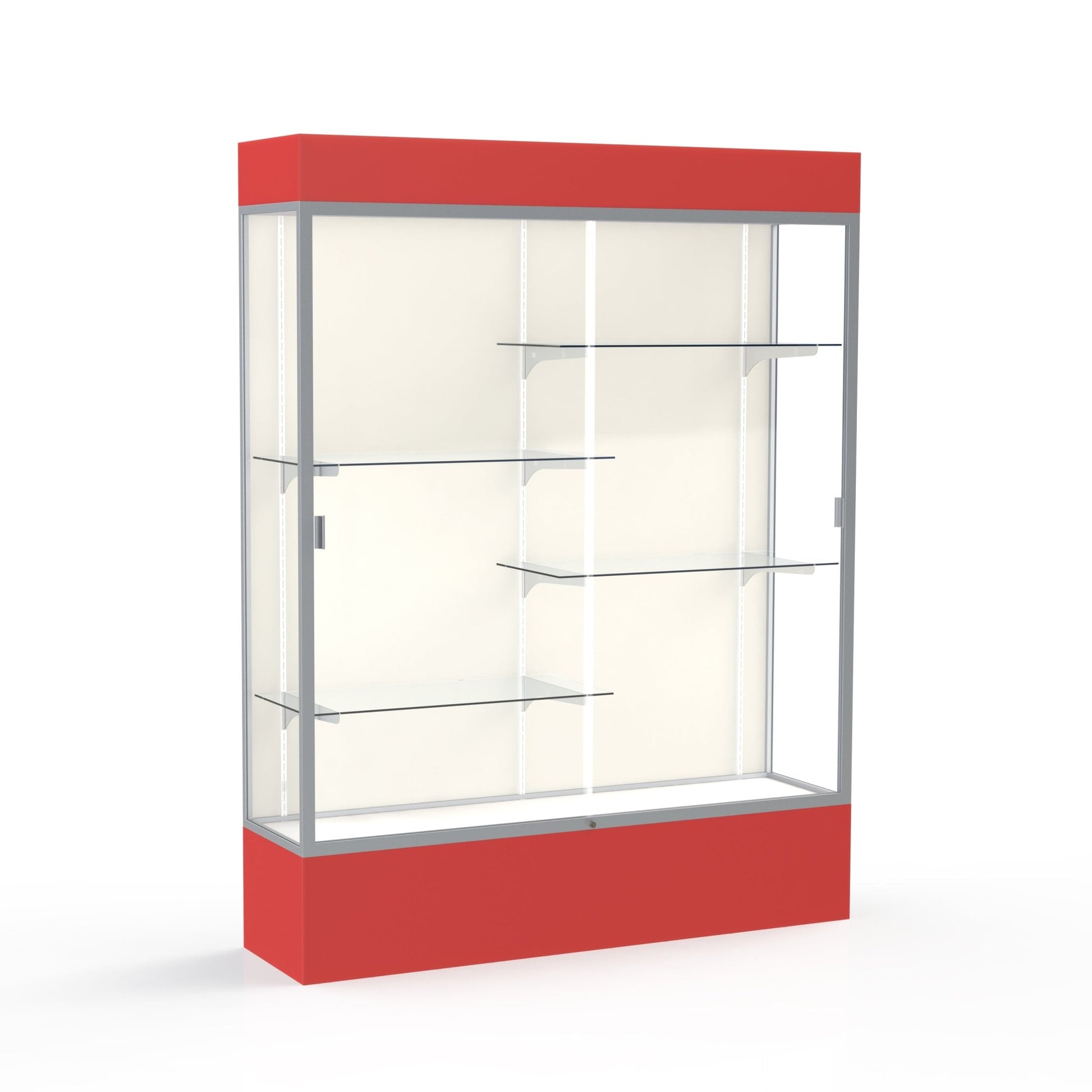 Ghent Spirit Floor Display Case Lighted, Aluminum Frame, 80"H x 60"W x 16"D - Waddell Display Collection (GHE - 3175XX - XX - XX) - SchoolOutlet