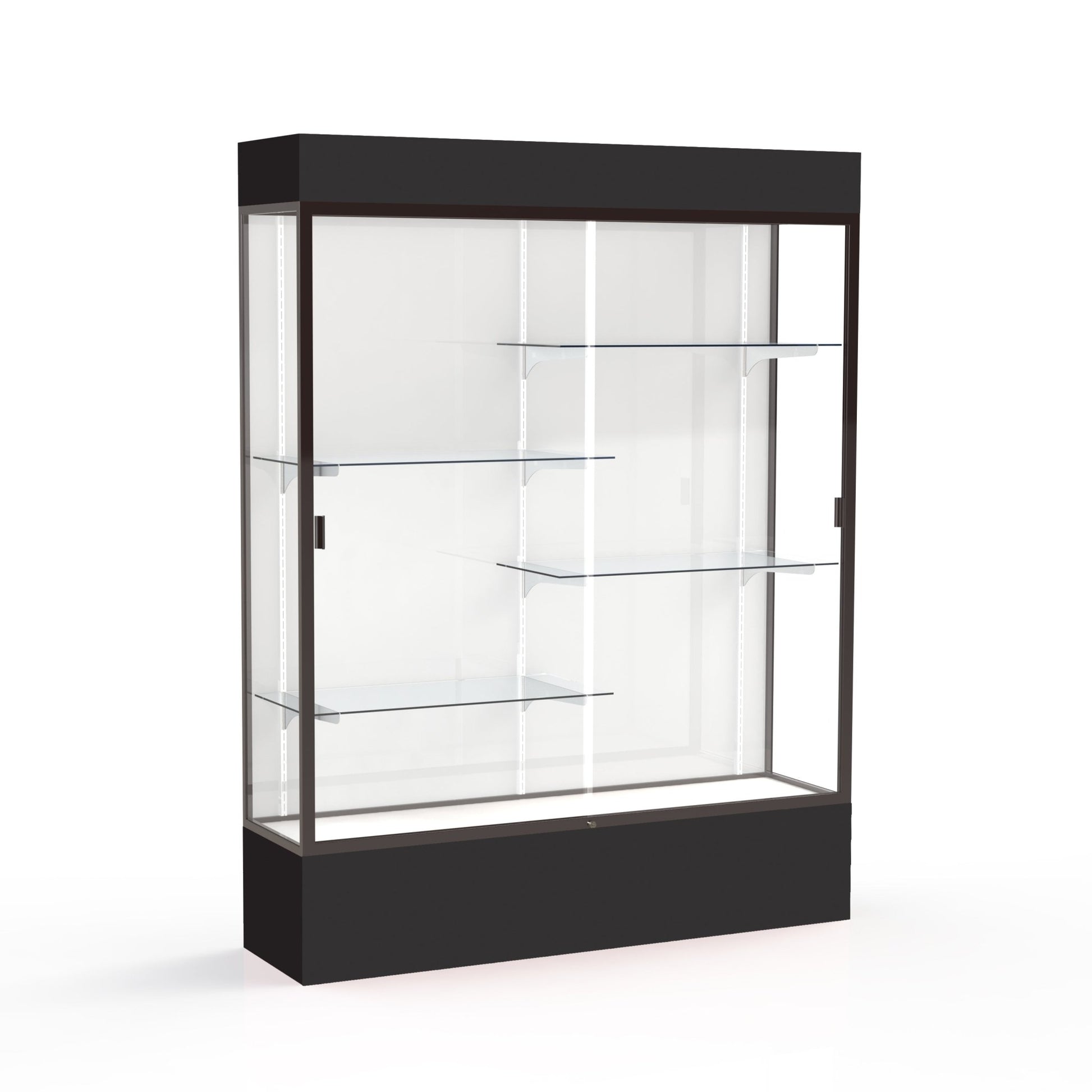 Ghent Spirit Floor Display Case Lighted, Aluminum Frame, 80"H x 60"W x 16"D - Waddell Display Collection (GHE - 3175XX - XX - XX) - SchoolOutlet