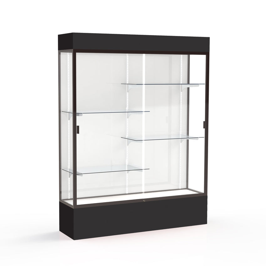 Ghent Spirit Floor Display Case Lighted, Aluminum Frame, 80"H x 60"W x 16"D - Waddell Display Collection (GHE - 3175XX - XX - XX) - SchoolOutlet