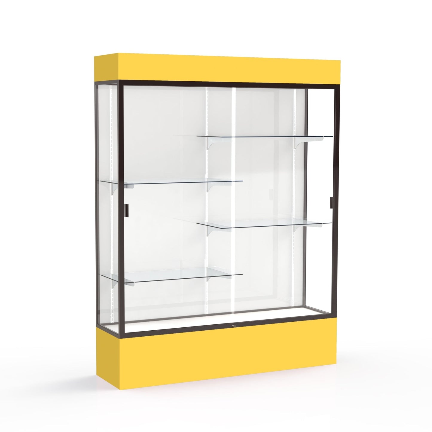 Ghent Spirit Floor Display Case Lighted, Aluminum Frame, 80"H x 60"W x 16"D - Waddell Display Collection (GHE - 3175XX - XX - XX) - SchoolOutlet